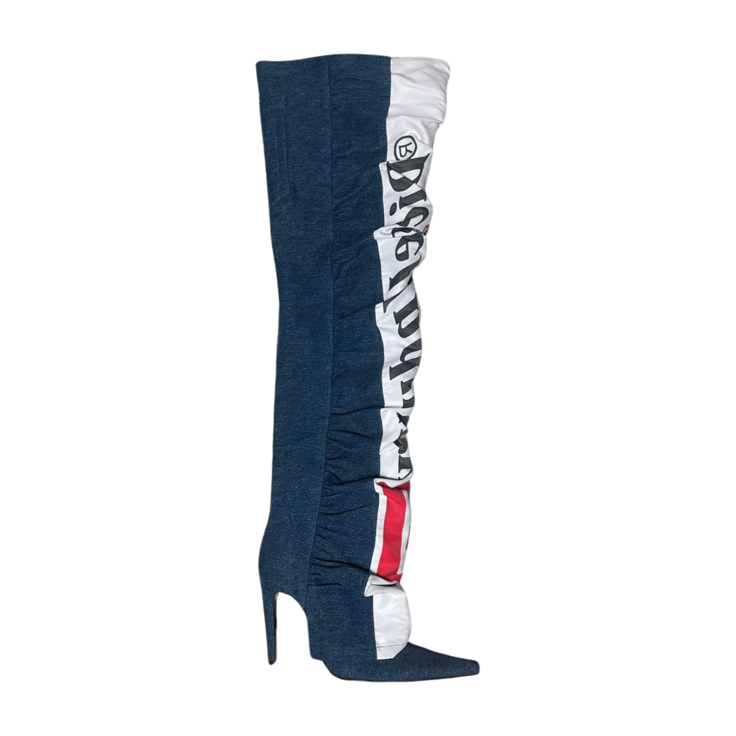 Diesel Shayne Oliver x Diesel Red Tag 115mm Thigh-High Denim Boots Size US 9 / IT 39 - 3 Thumbnail
