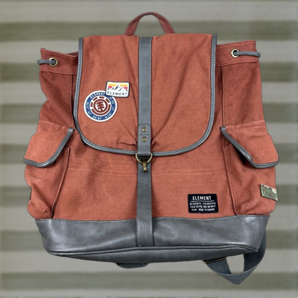 Vintage Y2K Element Skateboards Canvas Cloth Messenger Shoulder Bag Backpack 90's in Brown, Men's