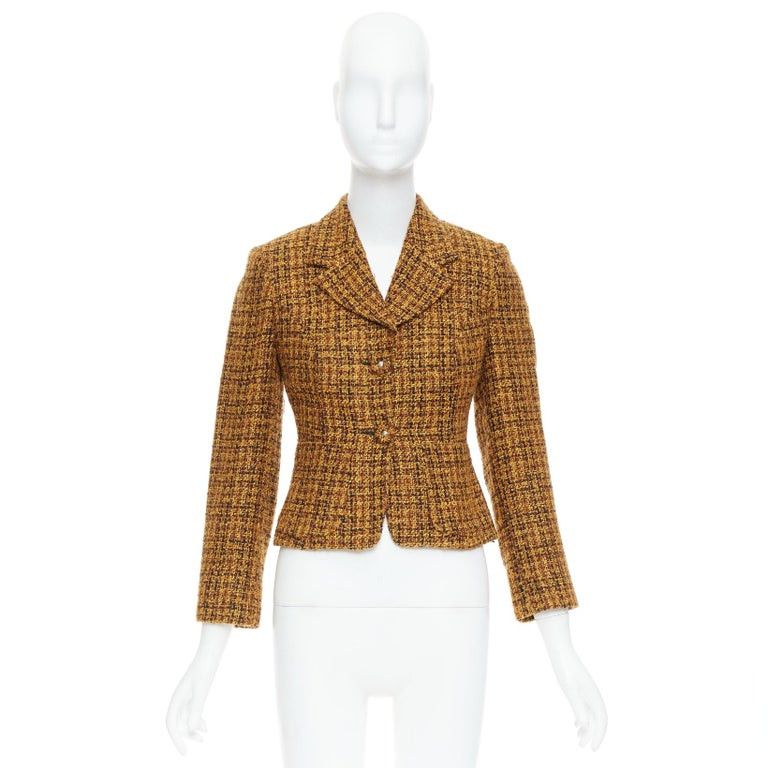 Versace VERSACE Jeans Couture Yellow Tweed Medusa Button Jacket Size S / US 4 / IT 40 - 2 Thumbnail