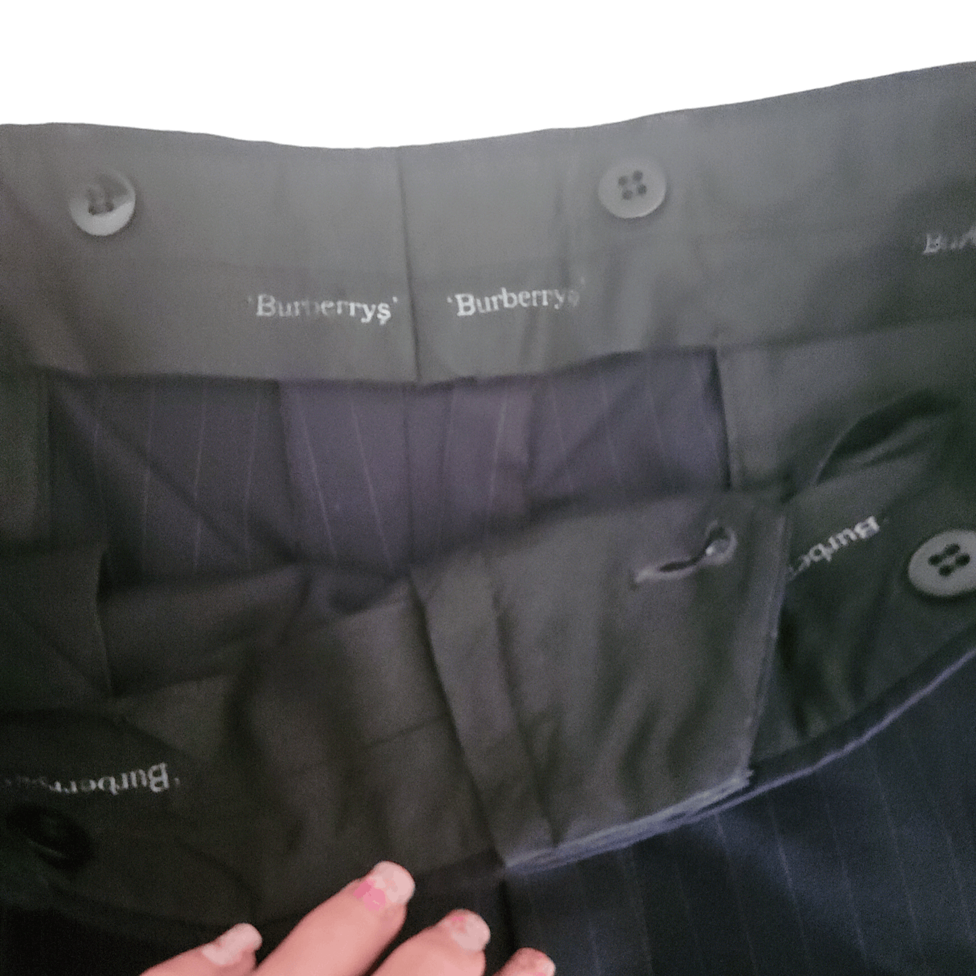 Burberry Burberrys Professional Business Black Pinstripe Wool Suit Size 44R - 11 Thumbnail