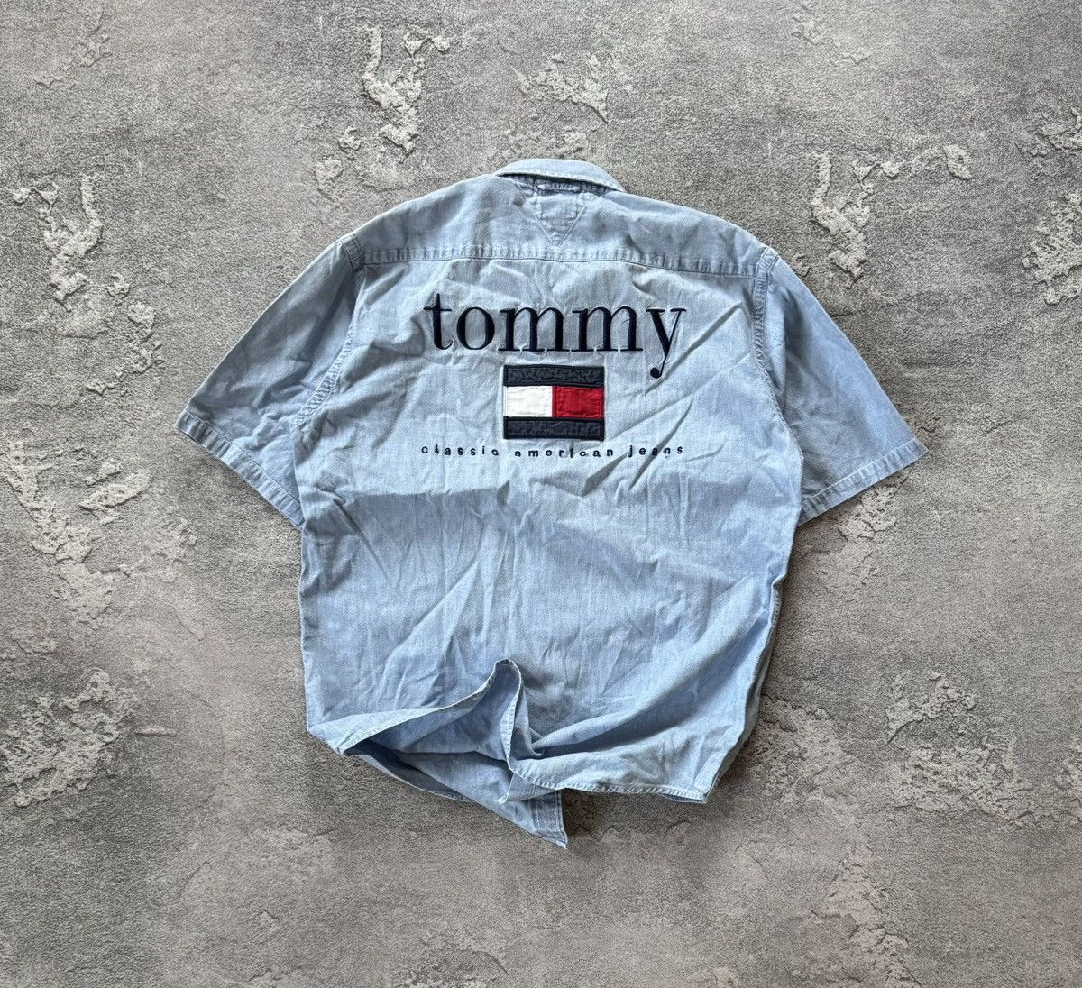 Tommy Hilfiger × Vintage Tommy Hilfiger Wmns vintage denim shirt button up polo tee Size M / US 6-8 / IT 42-44 - 1 Thumbnail