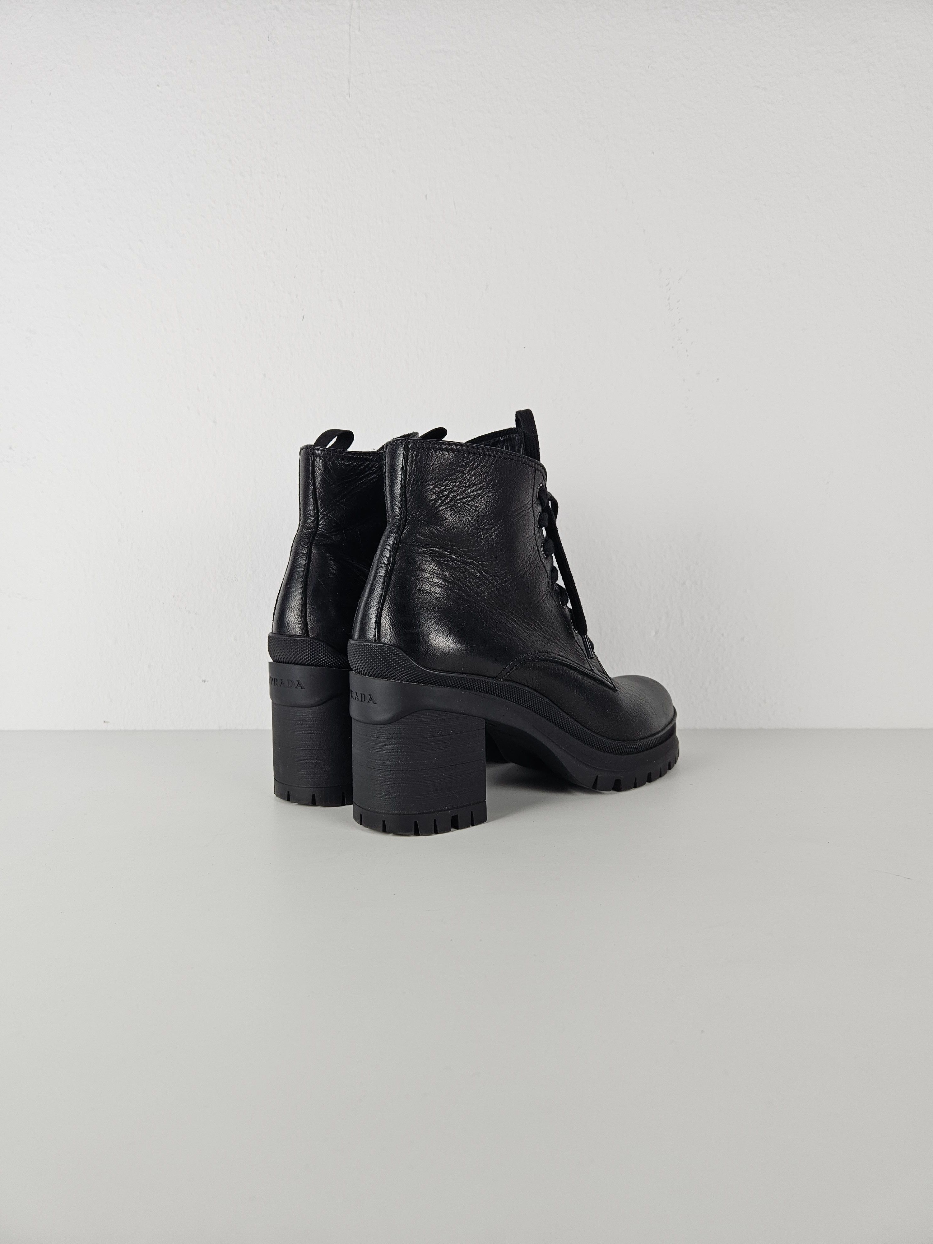 Prada Prada lace up block heel notched sole ankle boots Size US 8.5 / IT 38.5 - 6 Thumbnail