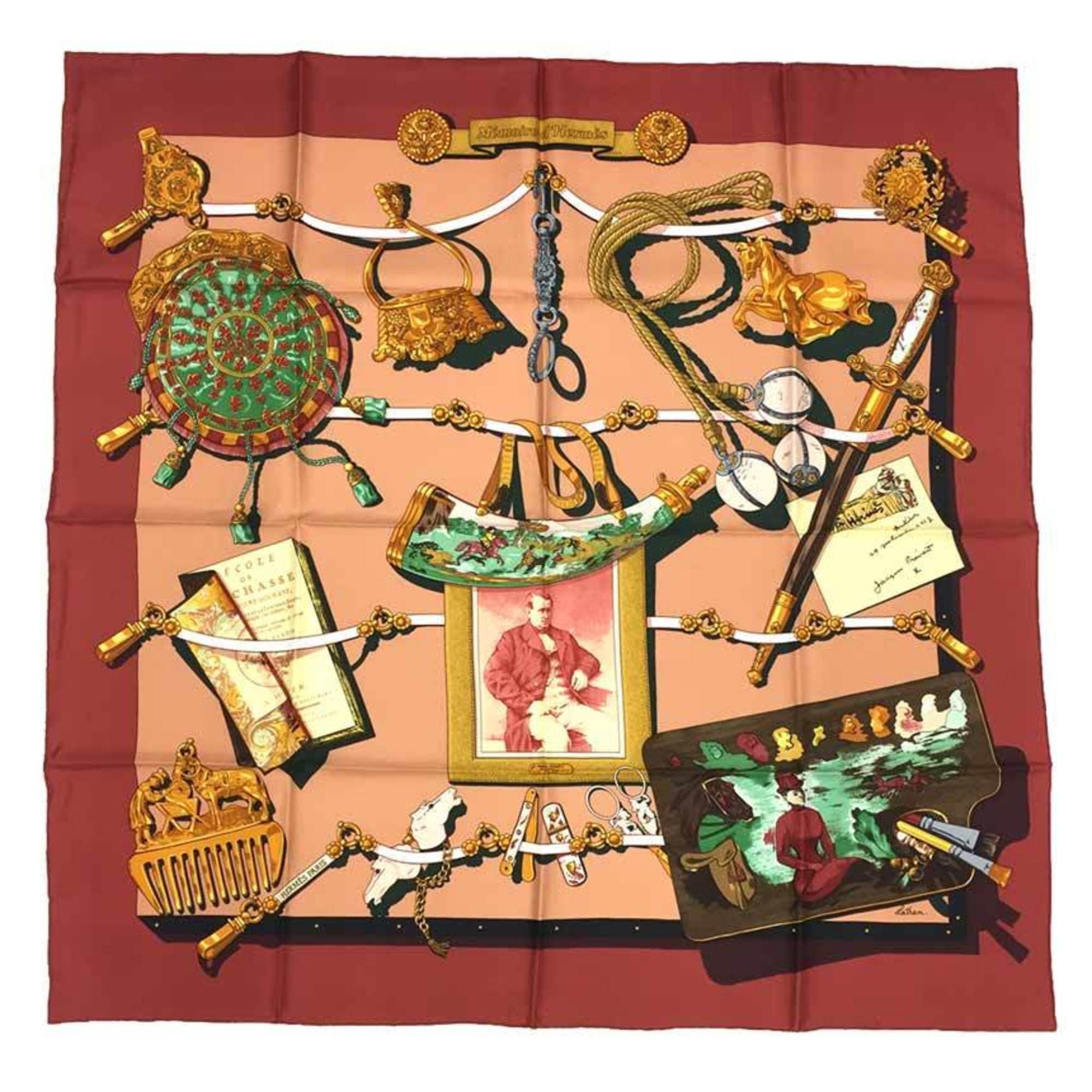 image of Hermes Carre 90 Scarf Muffler Memoire D' Memories Of 100% Silk in Black, Women's