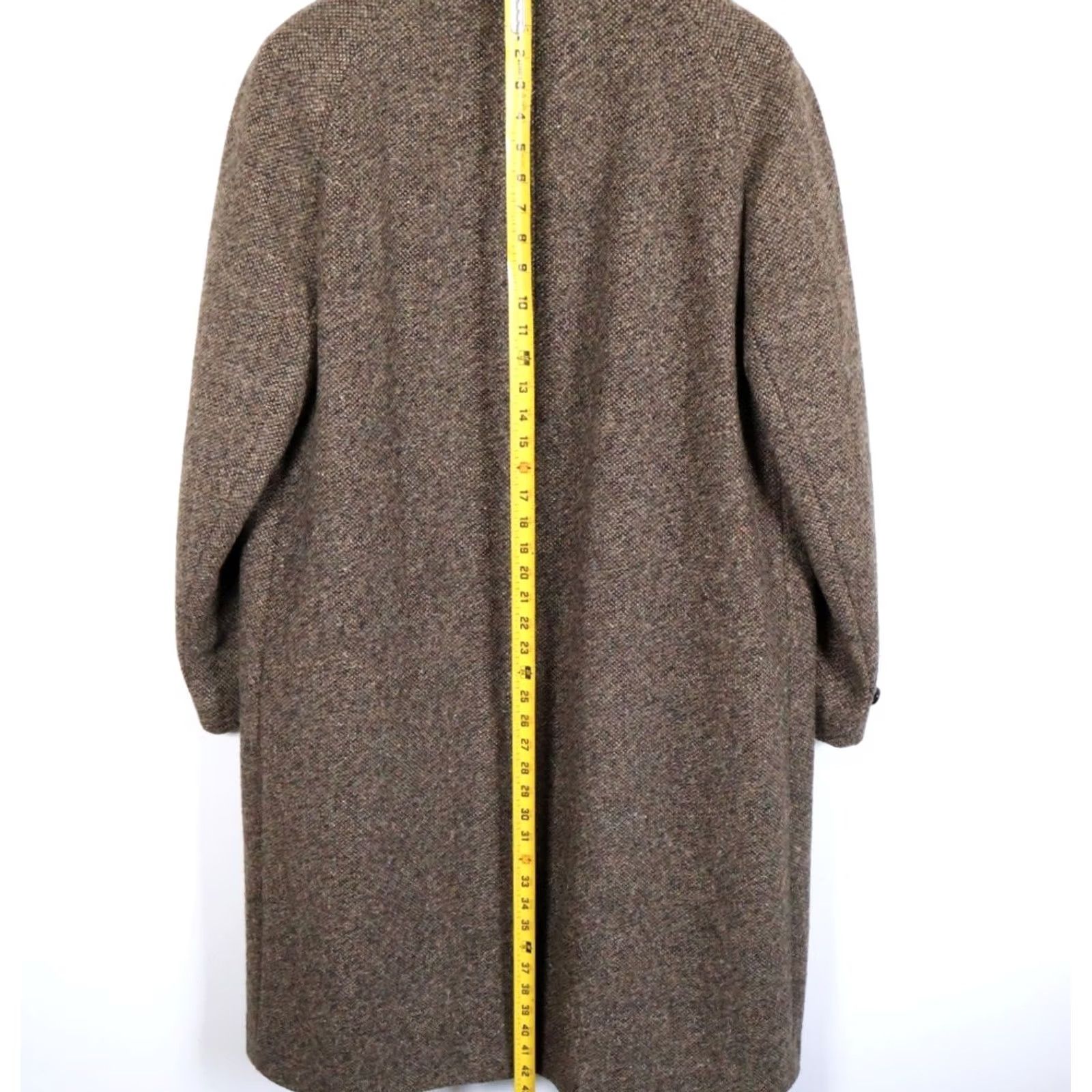 Vintage Overcoat Men's 44 Brown Tweed 100% Pure New Wool Topcoat Raglan Sleeves 80s, Men's — image 6 of 6