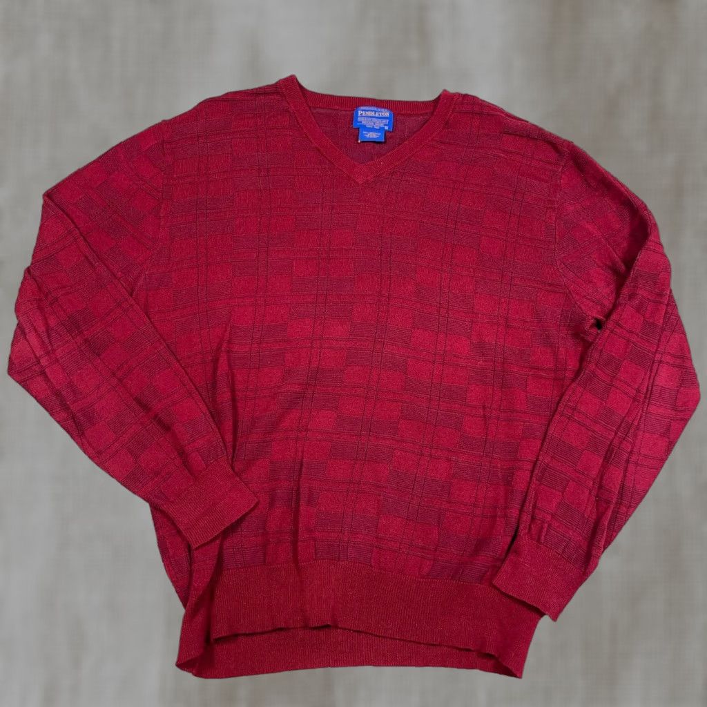 Dockers Pendelton Sweater Men Large Red Mercerized Cotton V Neck Geometric Grandpa Golf Size US L / EU 52-54 / 3 - 1 Thumbnail