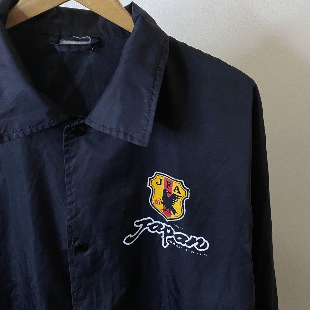 Vintage 90s Japan National Team Black Nylon Long Coach Jacket Size US XL / EU 56 / 4 - 6 Thumbnail