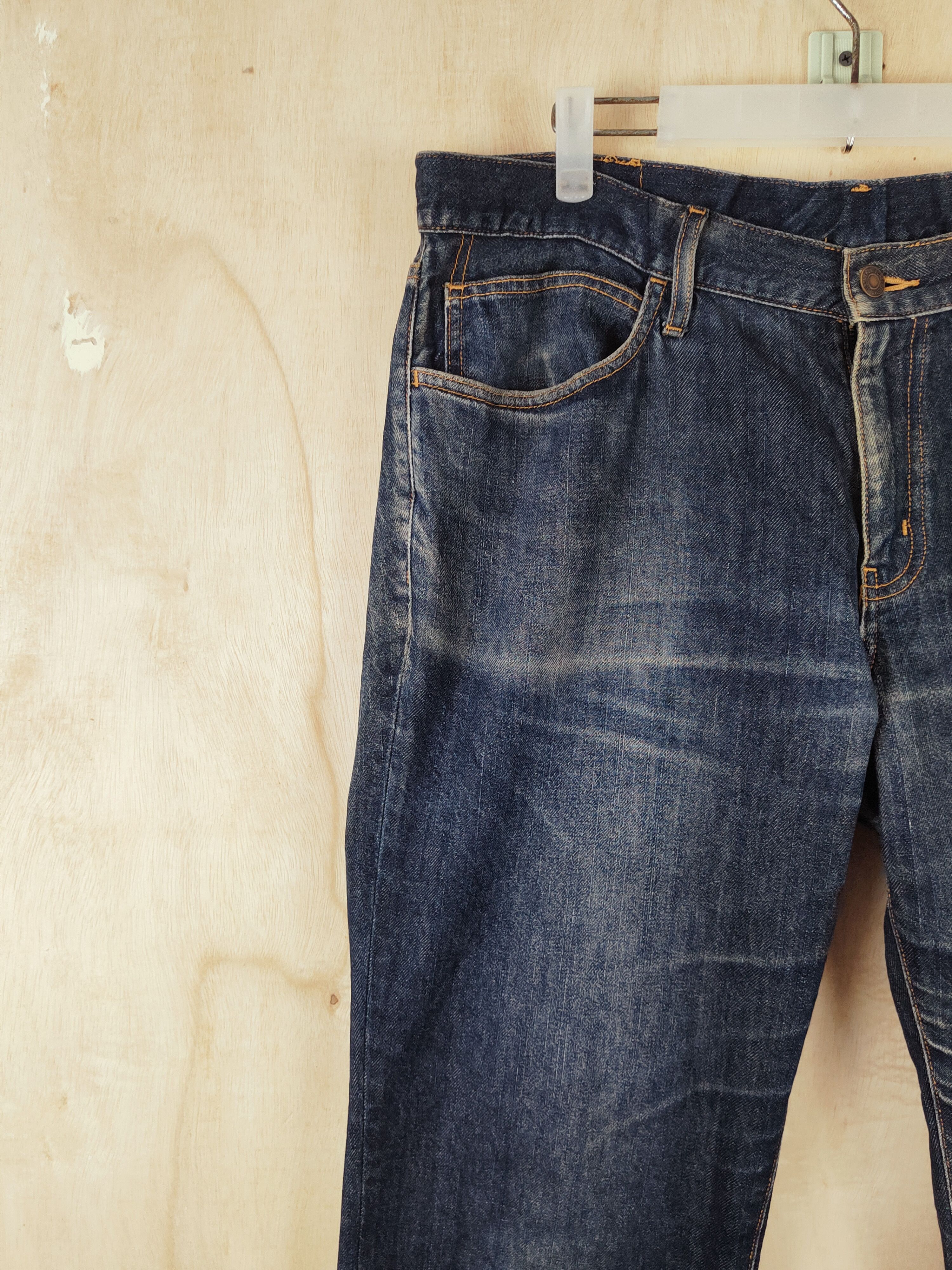 Japanese Brand Japan Dark Blue Distressed Ripped denim Jeans #S2677 Size US 35 - 3 Thumbnail
