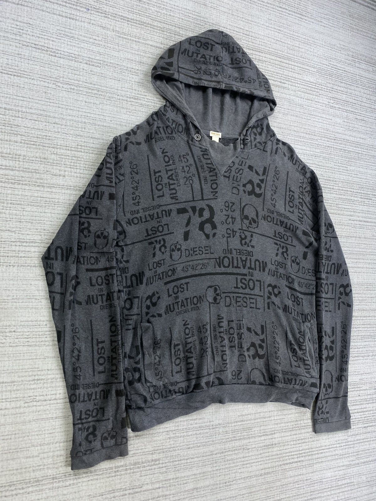 Diesel × Japanese Brand Vintage Diesel Loungewear Full Printed Punk Style Hoodie Size US M / EU 48-50 / 2 - 3 Thumbnail