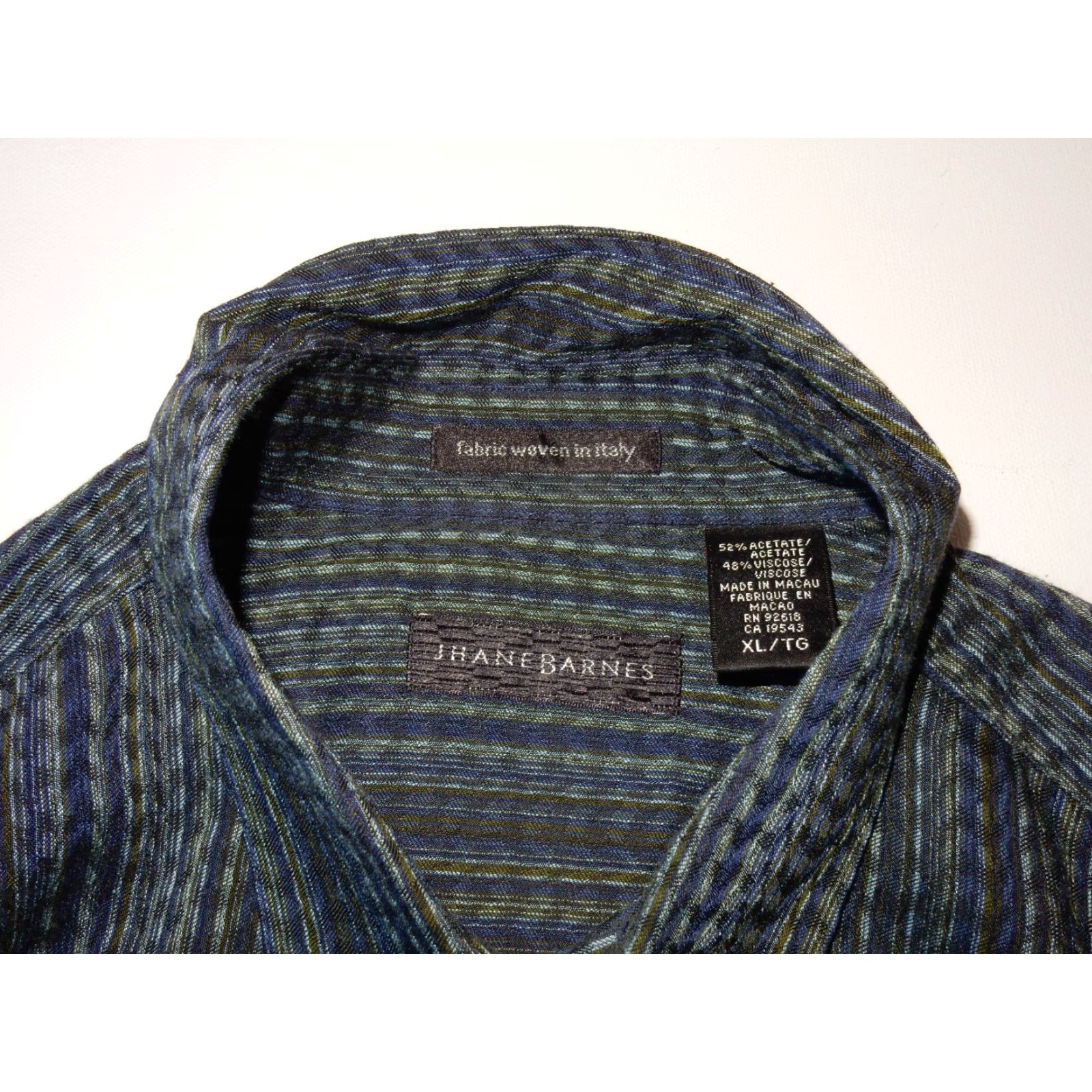 Vintage VINTAGE Jhane Barnes Men's Long Sleeve Button-Up Shirt XL Green Men Size US XL / EU 56 / 4 - 4 Thumbnail