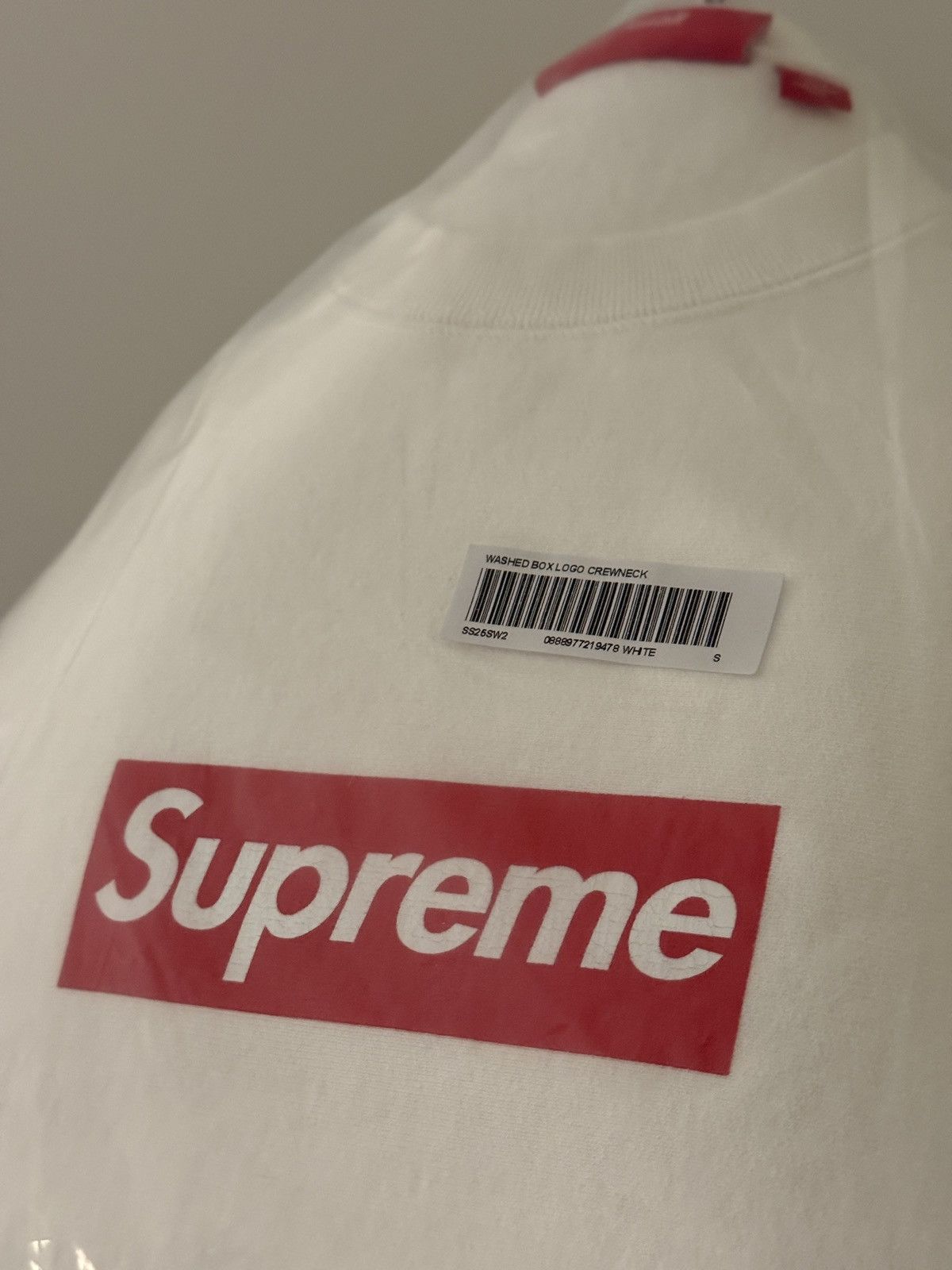 Supreme Supreme Washed White Box Logo Crewneck - Sz S Size US S / EU 44-46 / 1 - 5 Thumbnail