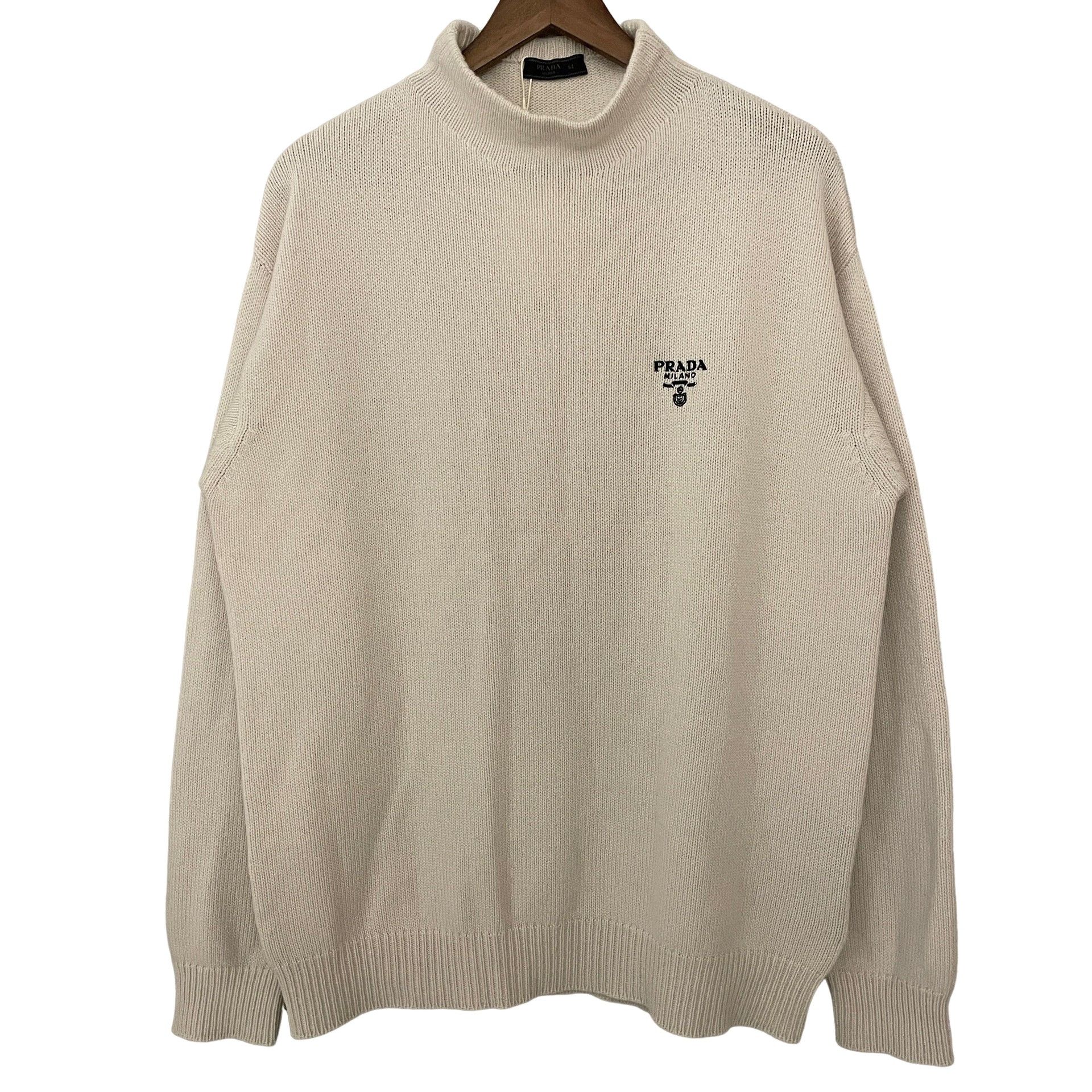 Prada Prada Embroidered Logo Knit Sweater Size 52 Size US L / EU 52-54 / 3 - 1 Thumbnail