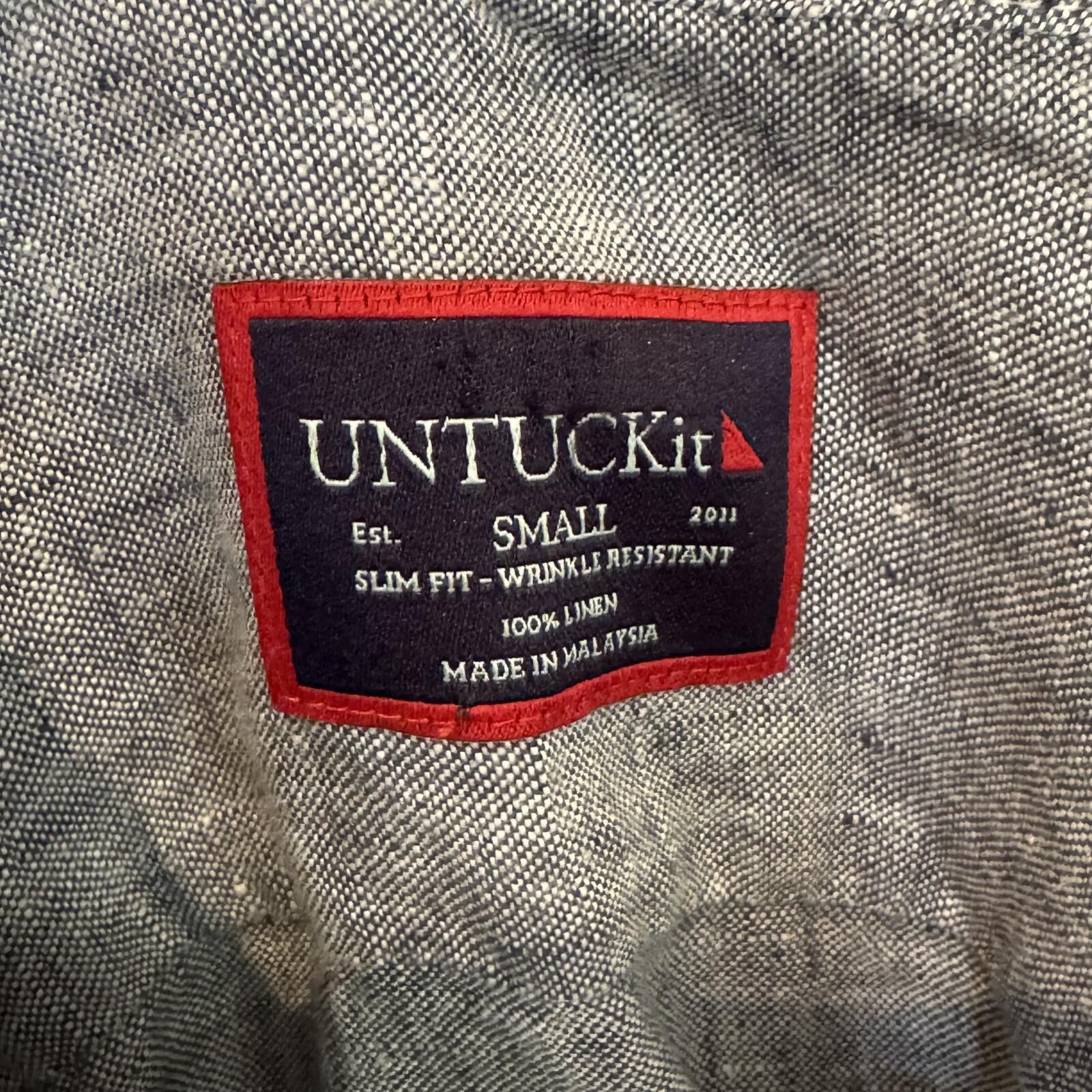 UNTUCKit UNTUCKit Slim Fit Wrinkle Resistant Linen Shirt Small Gray Size US S / EU 44-46 / 1 - 2 Thumbnail