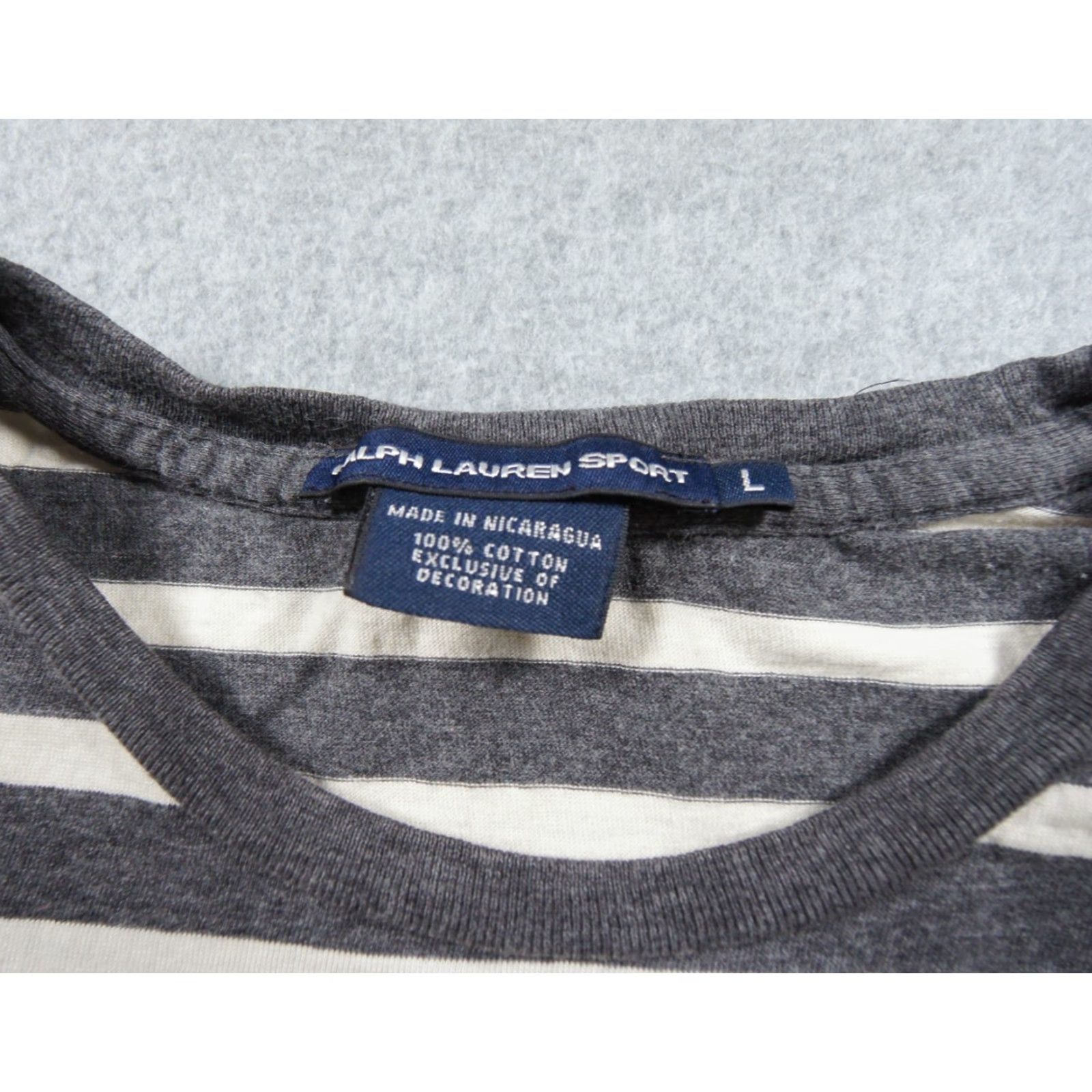 Polo Ralph Lauren Ralph Lauren Sport Shirt Womens Large Gray Short Sleeve Crewneck Striped Ladies Shirt Size L / US 10 / IT 46 - 5 Thumbnail