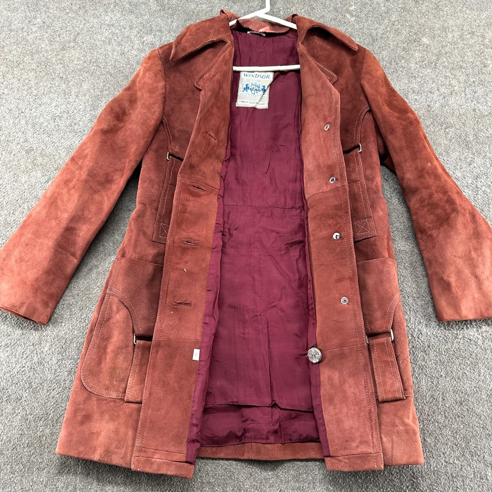 Vintage VINTAGE Windsor Coat Women M Red Long Leather Trench Buckle Steampunk 90s Overcoat Lined Pocketed Size M / US 6-8 / IT 42-44 - 5 Thumbnail