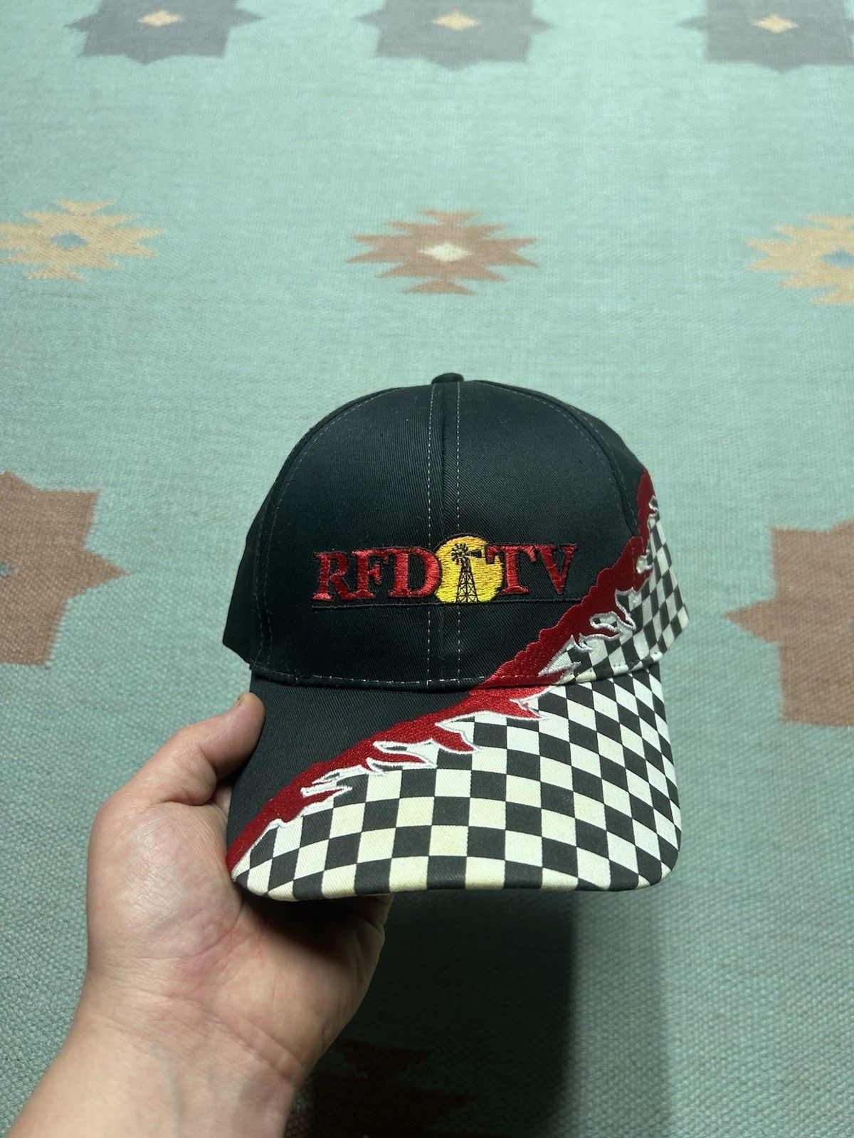 Vintage Vintage StrapBack hat RFD TV news checkered racing Nebraska Size ONE SIZE - 2 Thumbnail