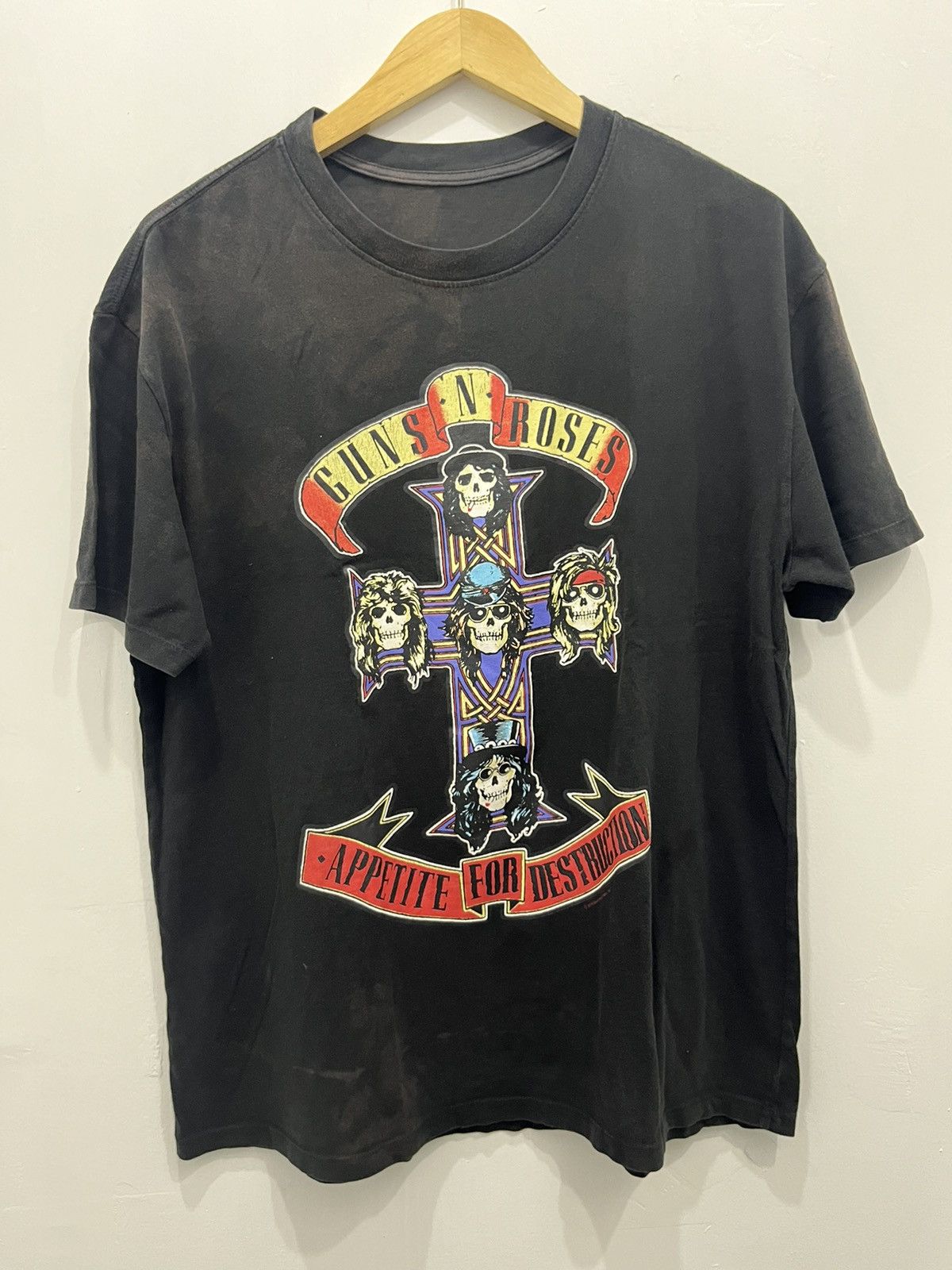 Maglietta Ufficiale Guns N' Roses – T-shirt Vintage Con Logo A Croce – Uomo, Taglia XXL, Colore Nero, Manica Corta