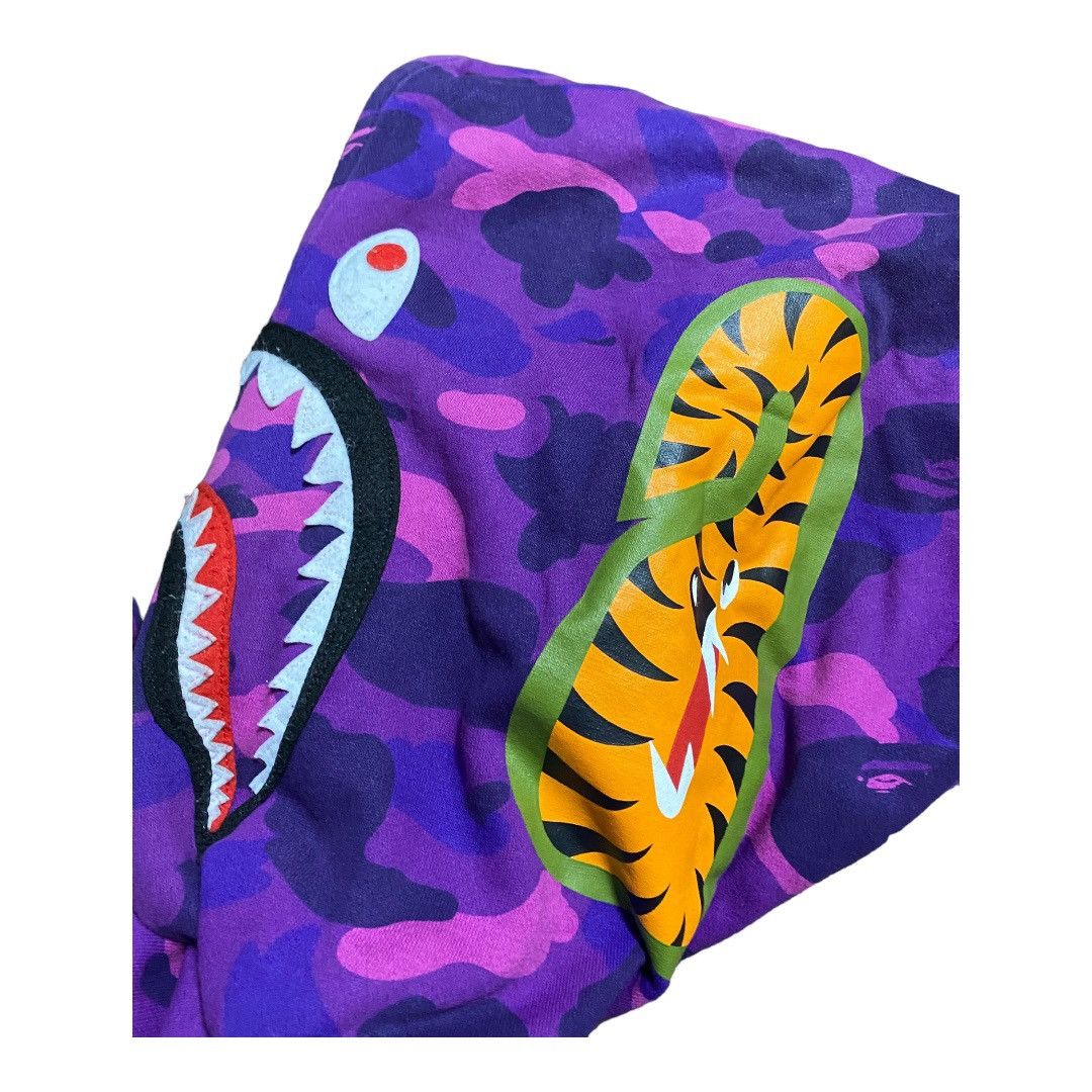 BAPE Double Shark / Tiger Full Zip Hoodie Purple camo