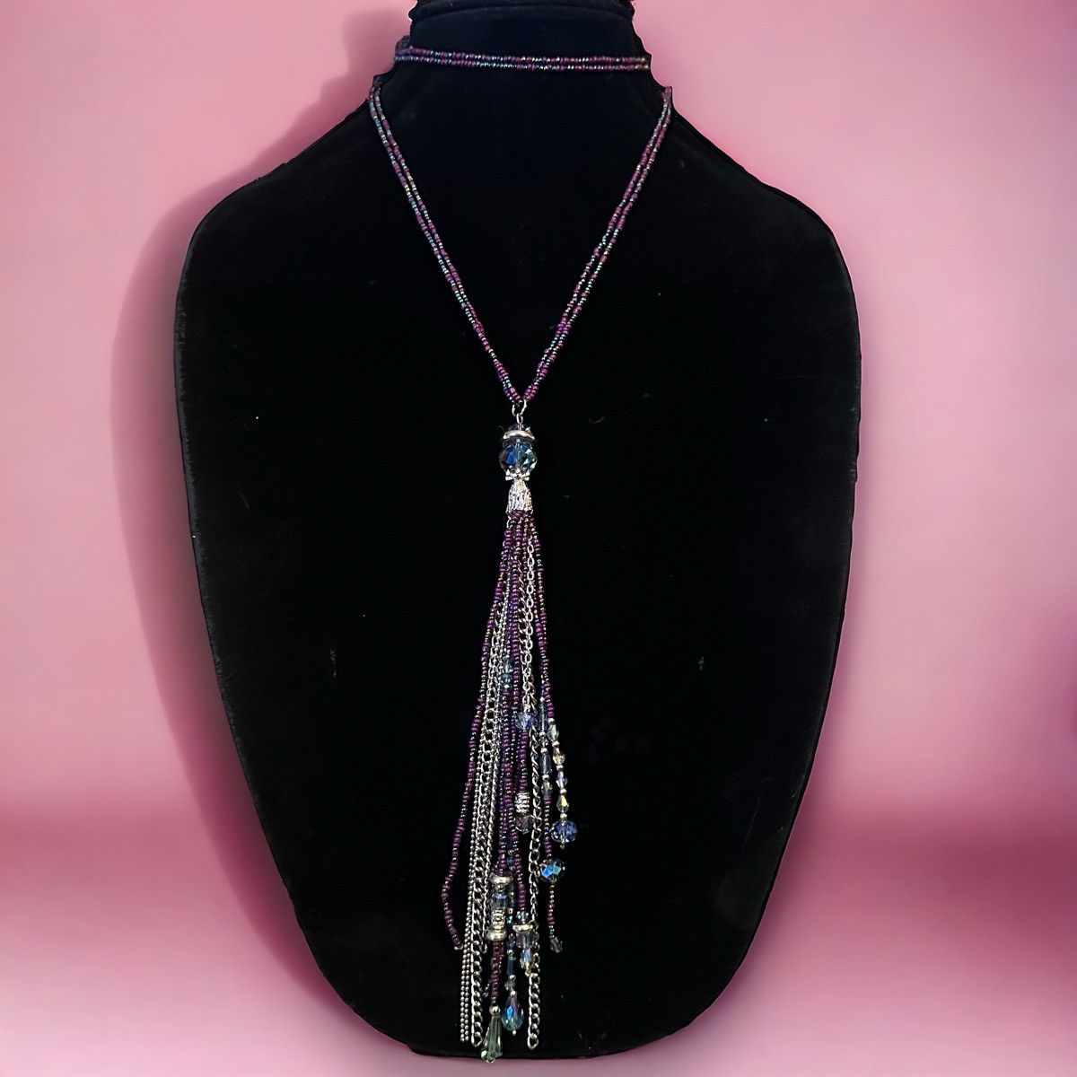Other Long colorful seed bead Aurora Borealis tassel necklace Size ONE SIZE - 1 Thumbnail