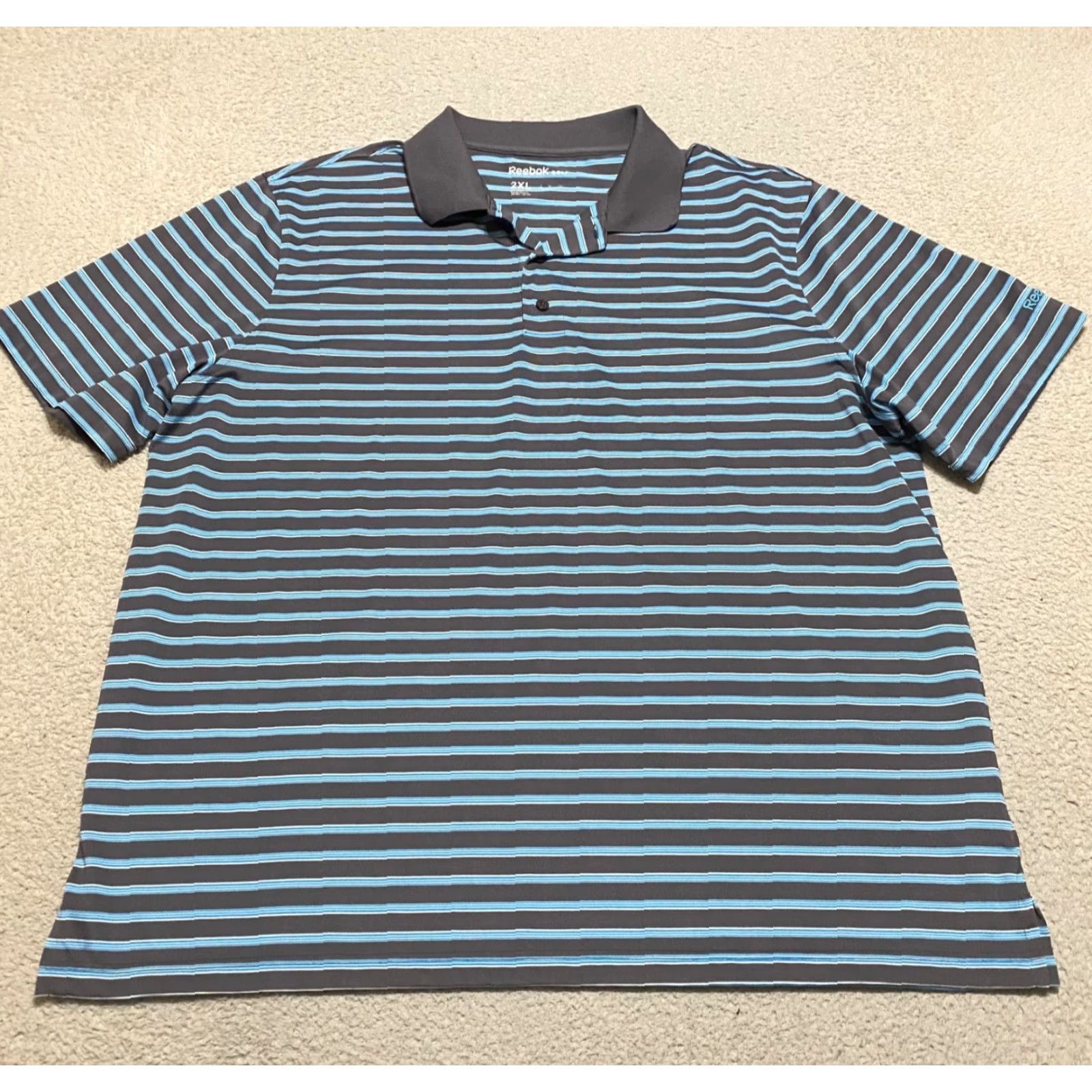 Reebok Reebok Mens 2XL Shirt Gray Striped Polo Golf Short Sleeve Outdoor Athletic Size US XXL / EU 58 / 5 - 2 Thumbnail