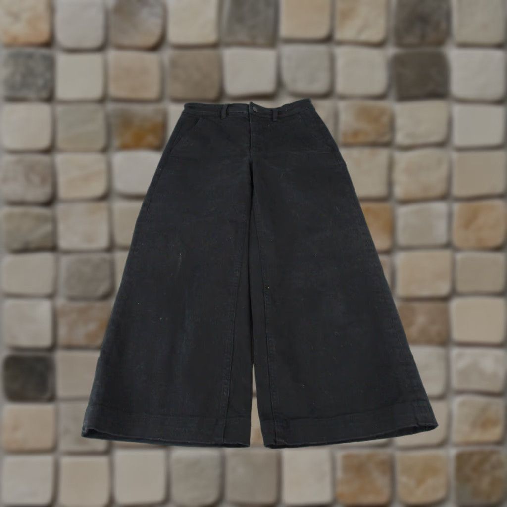 Everlane VINTAGE Everlane Women's Cropped Wide Leg Jeans Size 2 Black Denim 90s High Rise Size 26" / US 2 / IT 38 - 1 Thumbnail