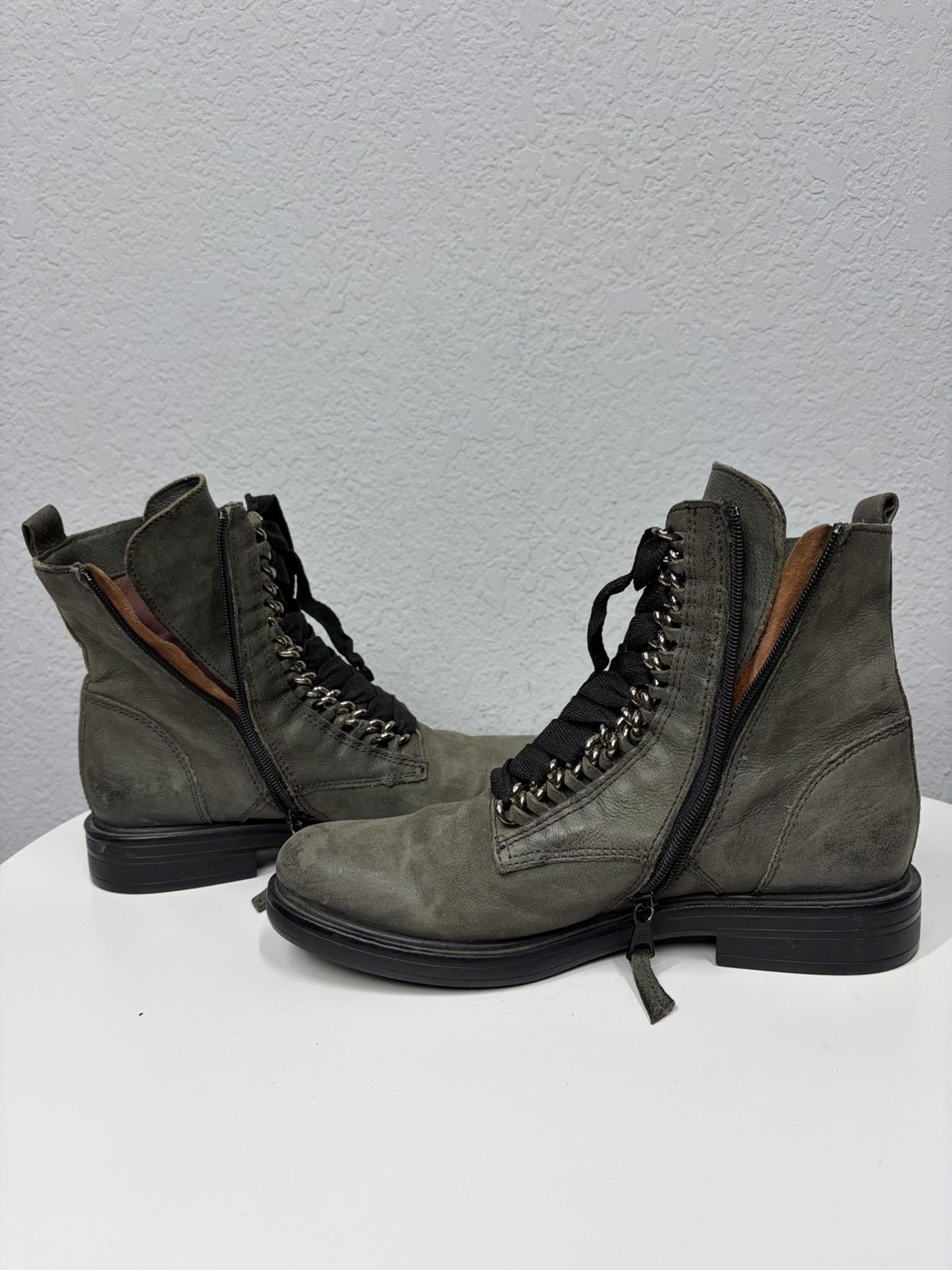 If Six Was Nine AS 98 Vibe Artisan Black Leather Side Zip Ankle Biker Boots Size US 7.5 / EU 40-41 - 11 Thumbnail