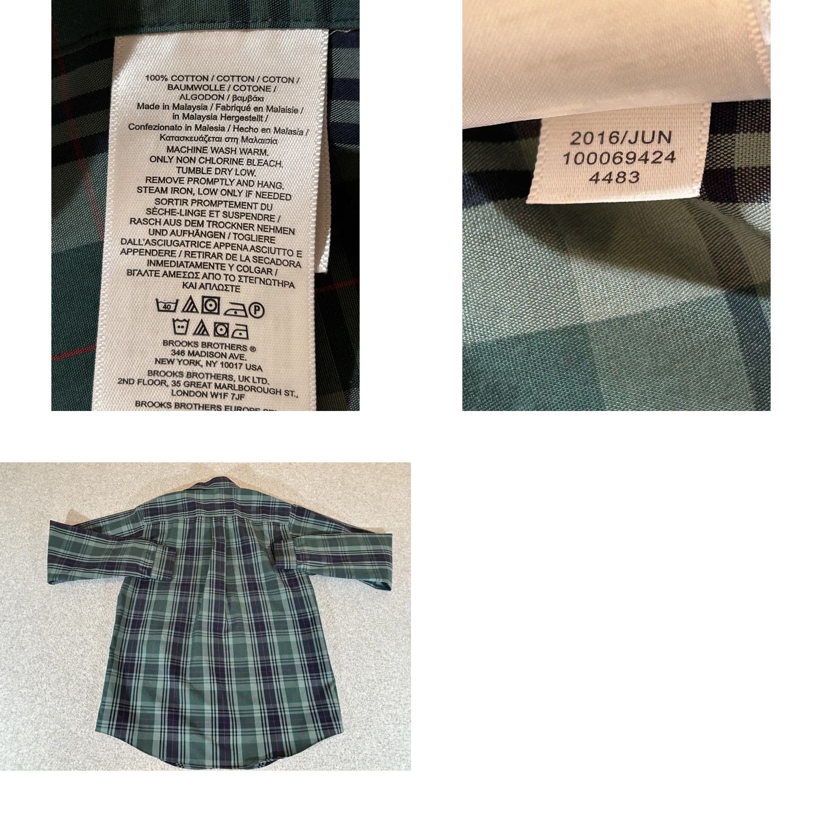 Brooks Brothers Brooks Brothers Shirt Mens Large Green Plaid Fleece Non Iron Button Long Sleeve Size US L / EU 52-54 / 3 - 8 Thumbnail
