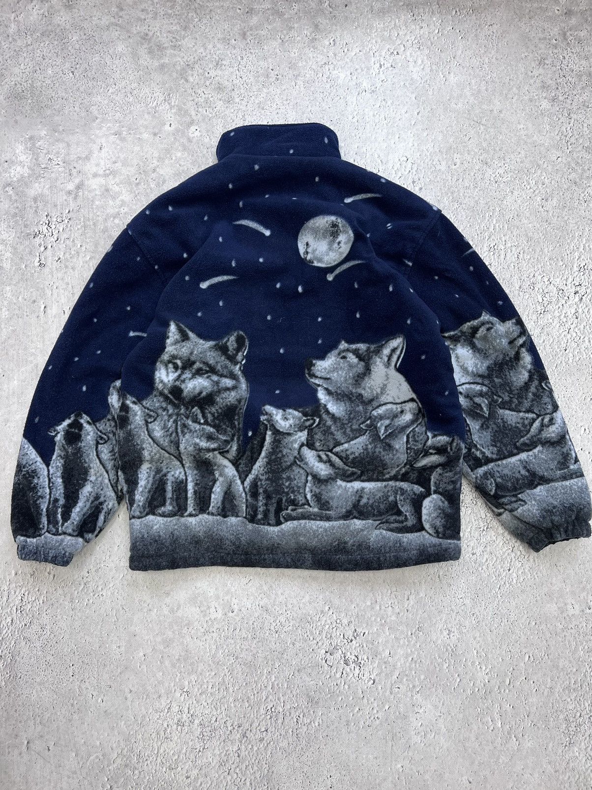 Vintage × Woolf Vintage Sherpa Animal Wolf Overprint Polar Fleece Jacket Size US L / EU 52-54 / 3 - 9 Thumbnail