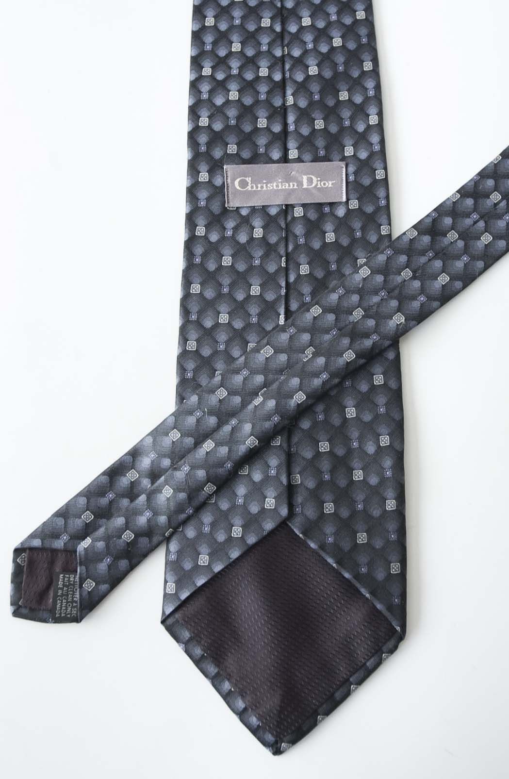 Christian Dior Monsieur Christian Dior Tie Silk Dark Blue Size ONE SIZE - 3 Thumbnail