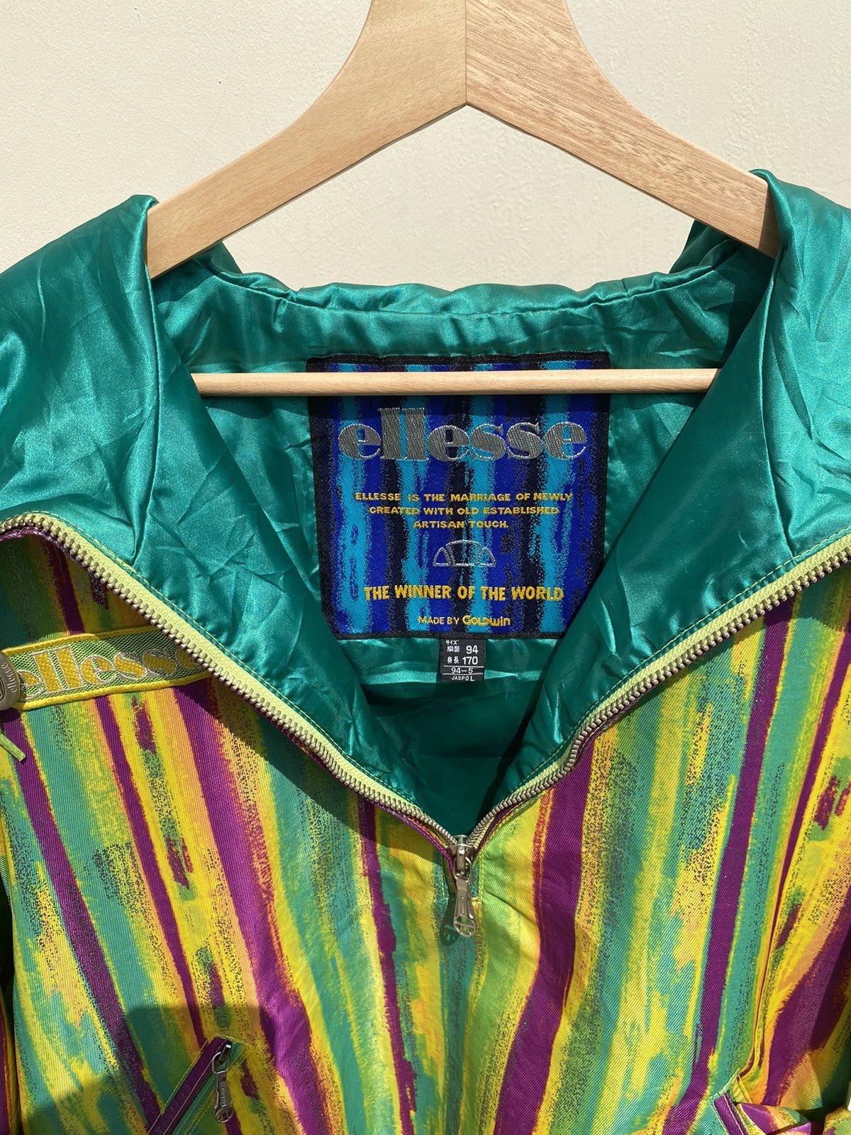 Ellesse × Goldwin Rare! 1980s Ellesse - Brushstroke Half Zip Shimmer Jacket Size US L / EU 52-54 / 3 - 6 Thumbnail