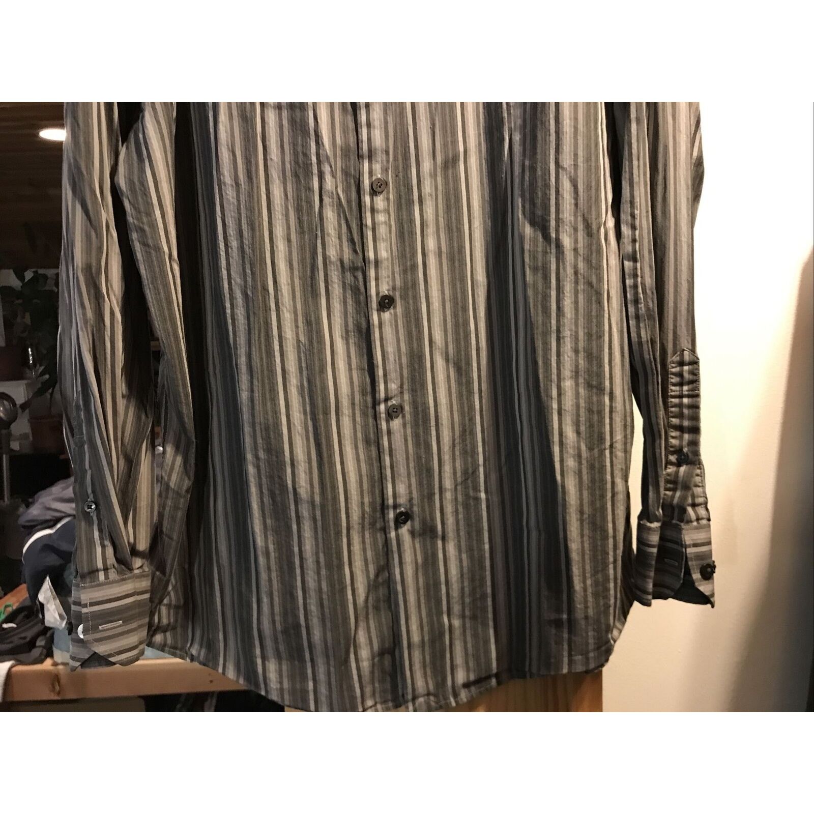 Murano Murano Modern Comfort XLA Men's XL LS Gray Striped Shirt Size US XL / EU 56 / 4 - 12 Thumbnail