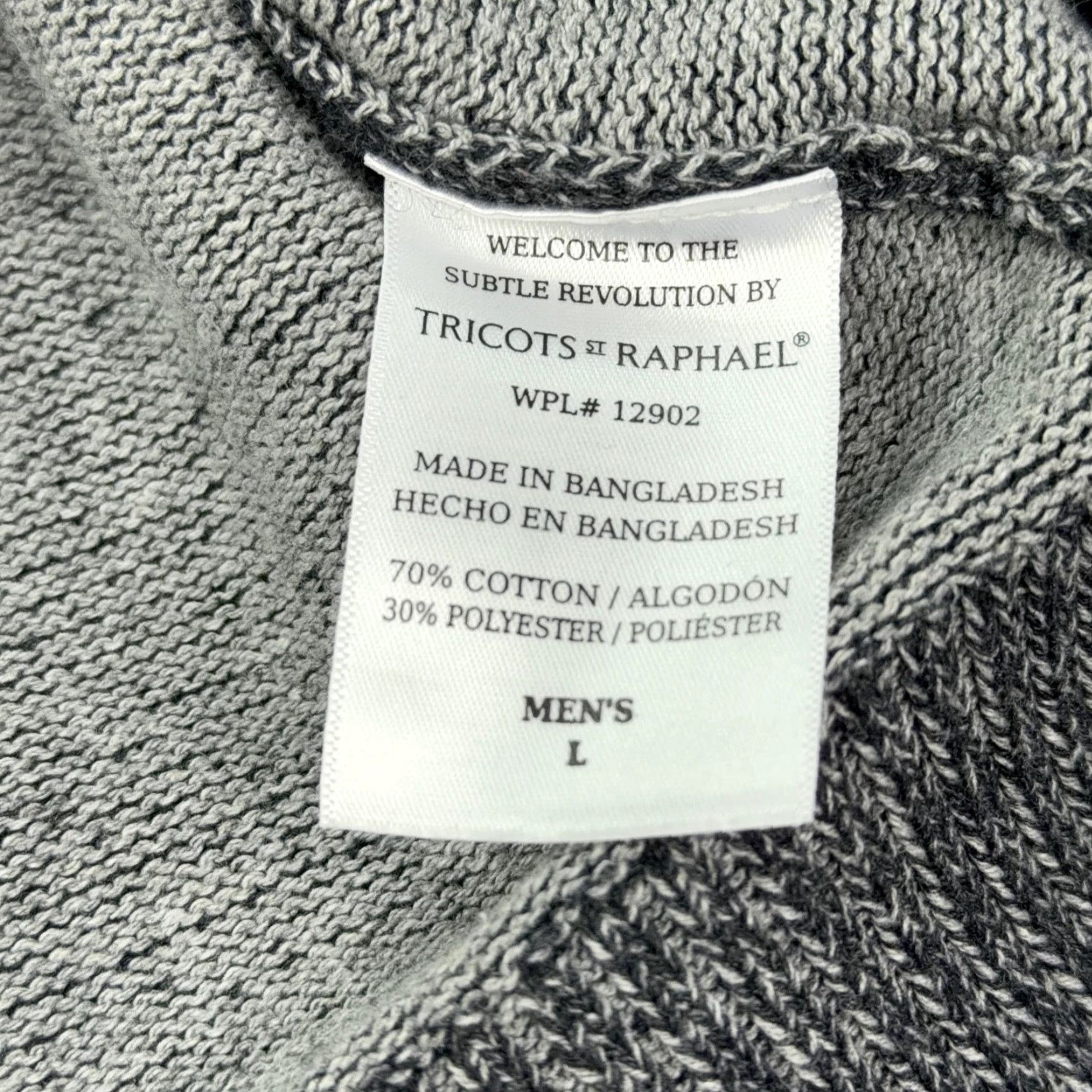 Vintage Tricots St Raphael Sweater Mens L Gray 1/4 Zip Mock Neck Knit Cotton Polyester waffle-knit Modern Pullover Size US L / EU 52-54 / 3 - 6 Thumbnail