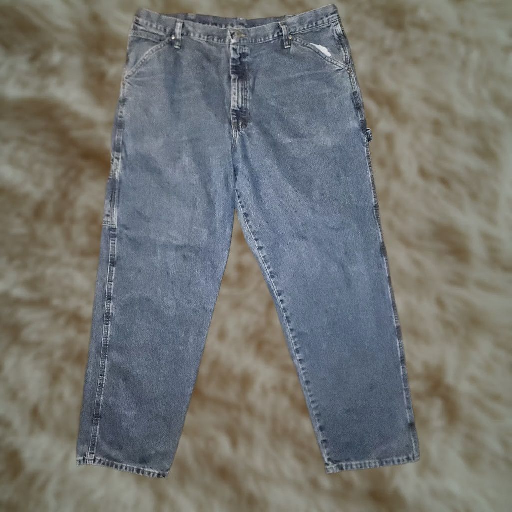 Wrangler VINTAGE Wrangler Carpenter Jeans Men's 38x32 Blue Denim Western Cowboy Workwear Size US 38 / EU 54 - 1 Thumbnail