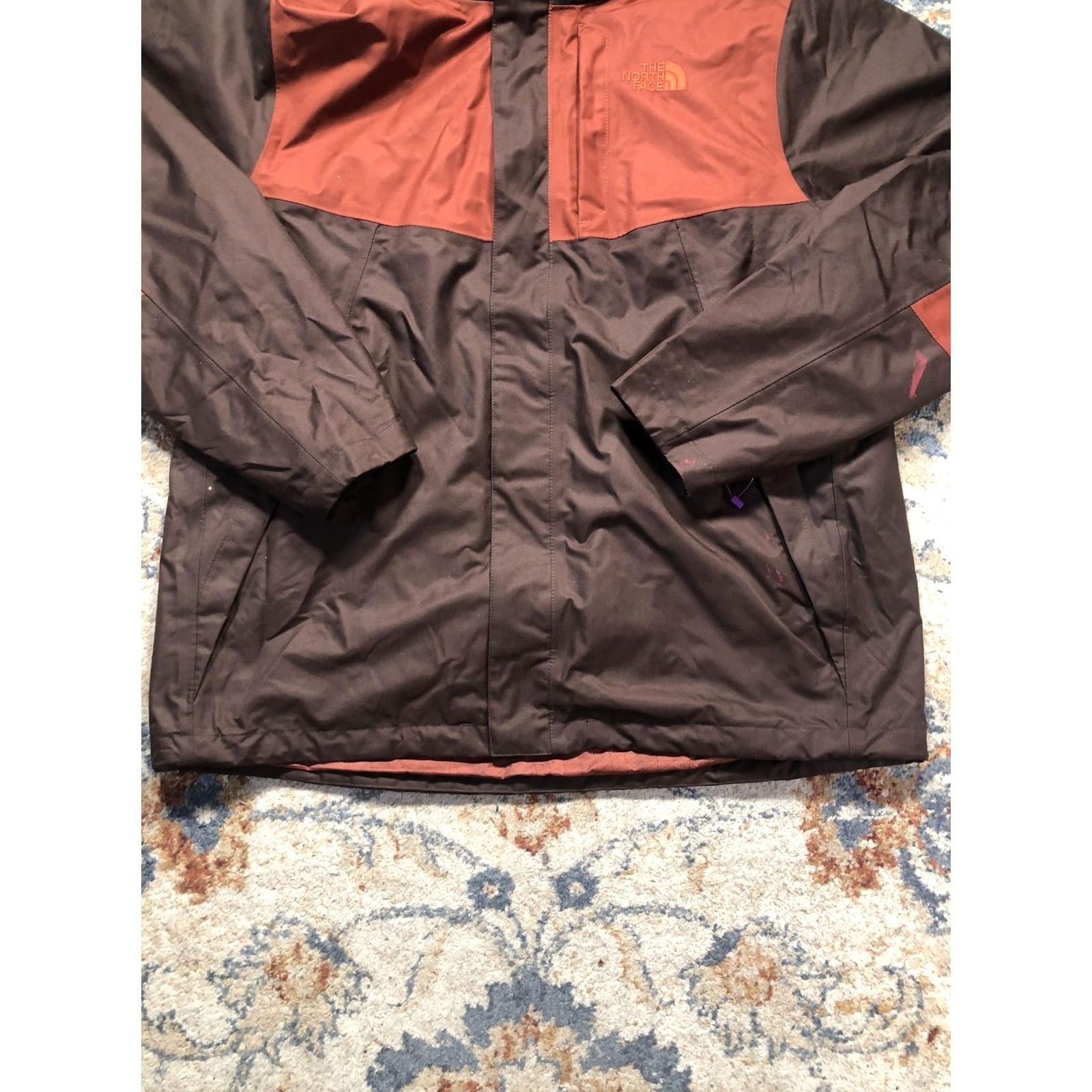 The North Face The North Face Jacket Mens Large Brown Orange Hooded Ski Insulated Full Zip Brown Orange Colorblock Mid-Length Pockets Zip Adventure Mens L/G Size US L / EU 52-54 / 3 - 5 Thumbnail