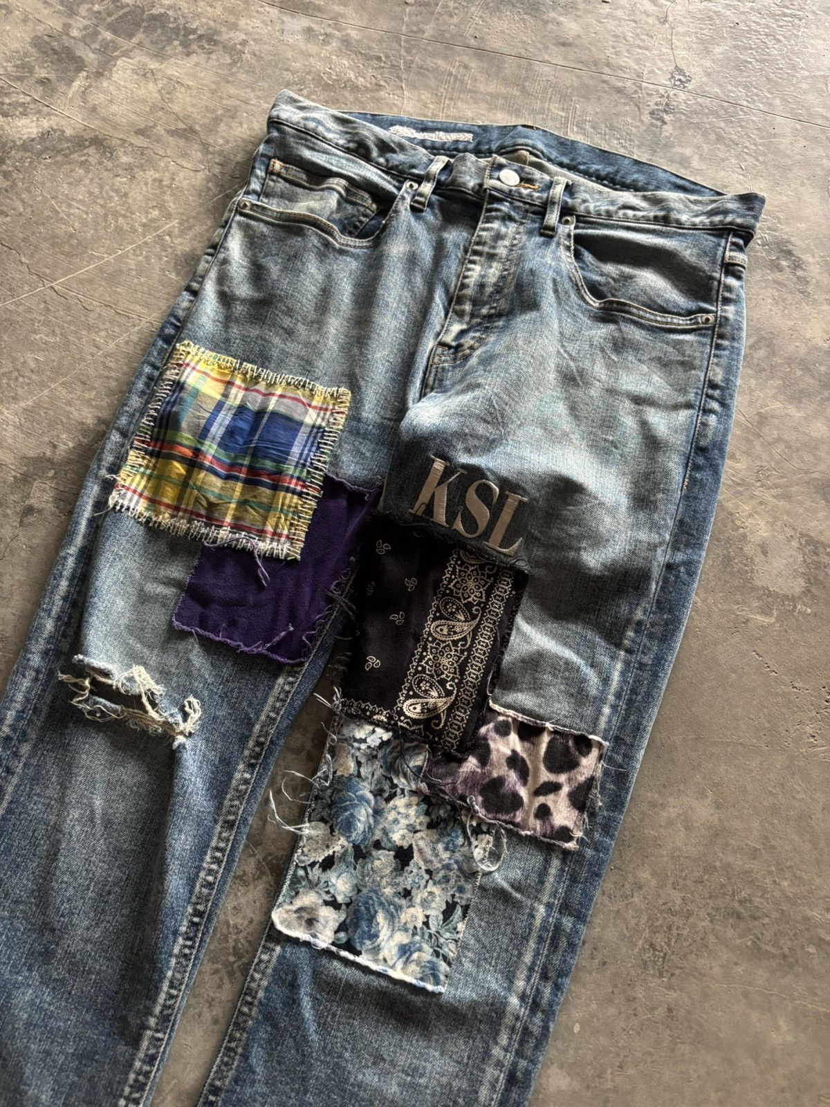 Japanese Brand KEEP SHOW LEGIT skinny slim japanese patchwork KAPITAL style Size US 31 - 13 Thumbnail