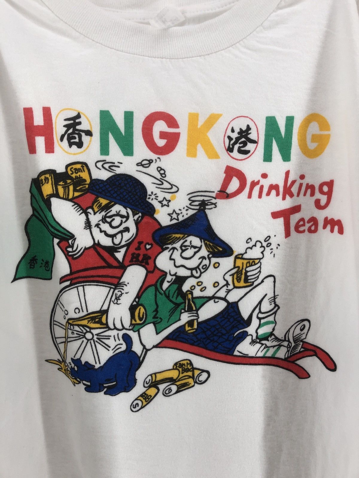Cartoon Network × Vintage Vintage White Hong Kong Drinking Team Funny Graphic tee Size US M / EU 48-50 / 2 - 4 Thumbnail