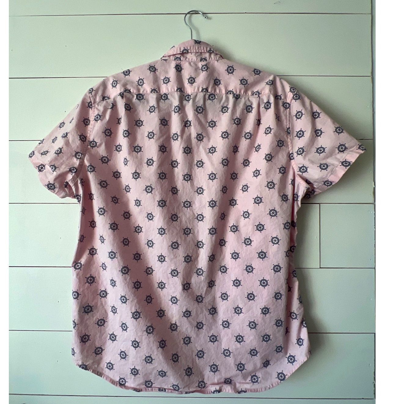 J.Crew JCrew Nautical Wheel Pink SS Button Up Flex Washed SLIM LRG Size US L / EU 52-54 / 3 - 3 Thumbnail