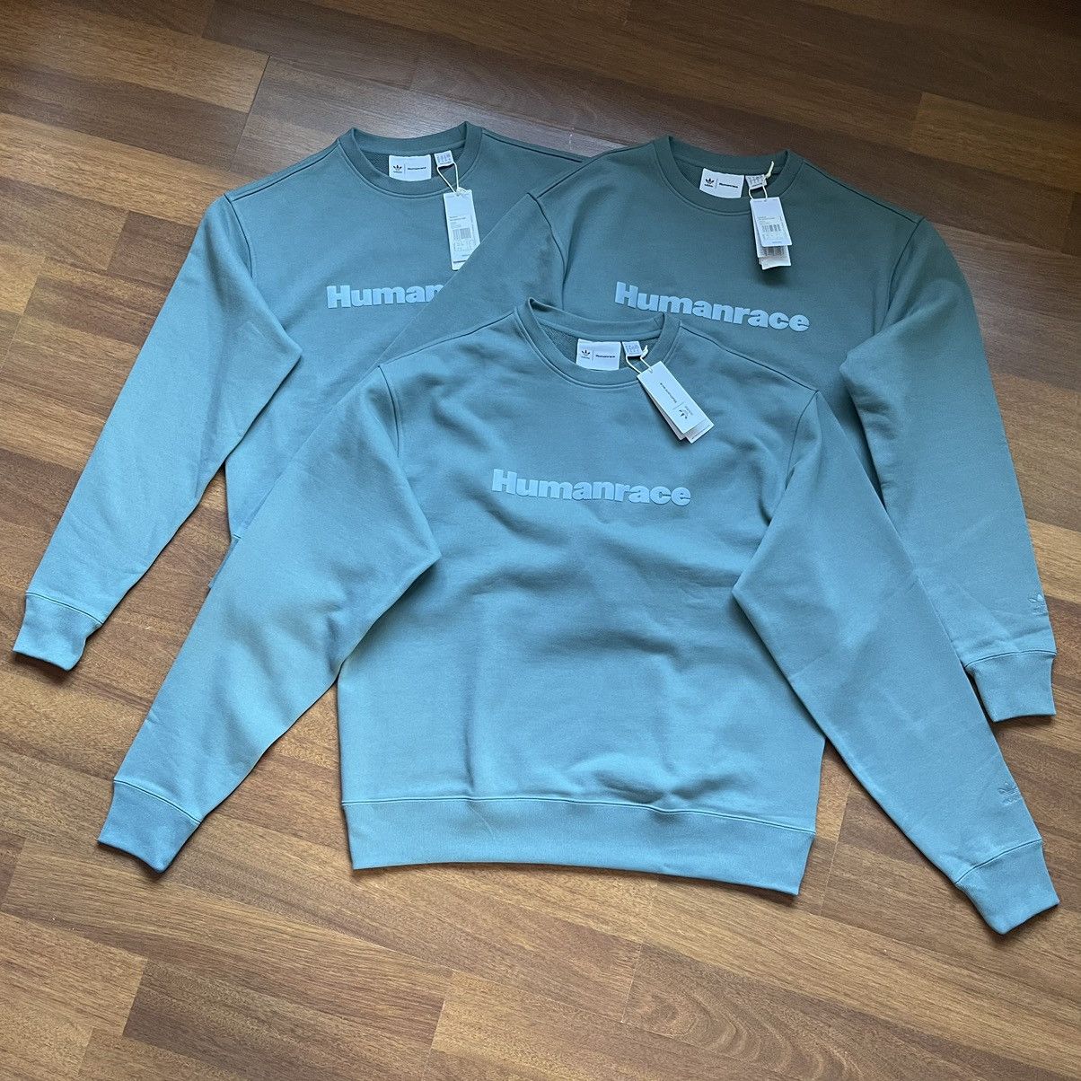 Image of Adidas x Pharrell Williams Basics Crew Sweatshirt Size “Xl” in Green, Men's