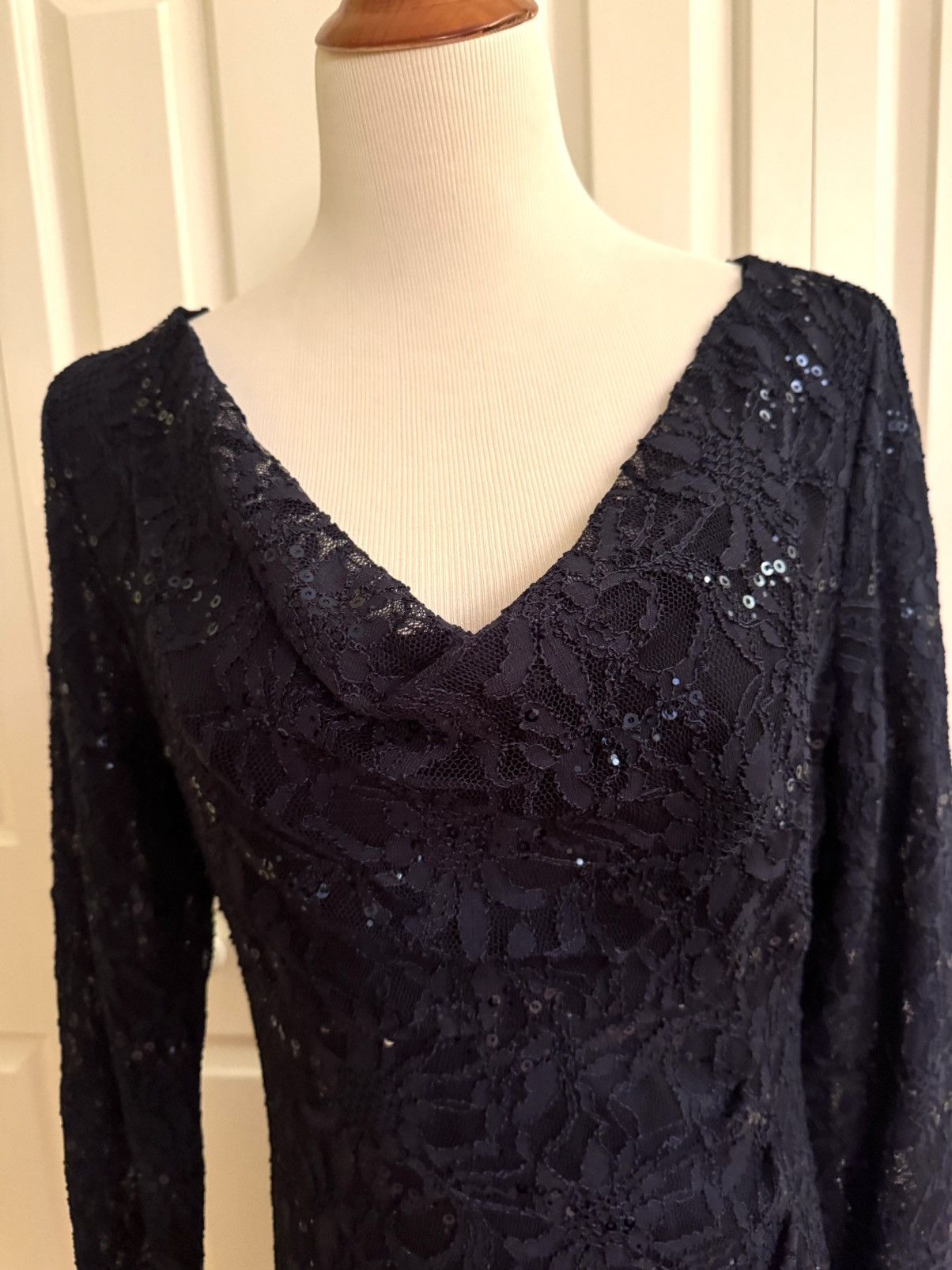 Lauren Ralph Lauren LAUREN Ralph Lauren Evening Navy Lace Long Dress 16 NWT Size XXL / US 16-18 / IT 52-54 - 3 Thumbnail