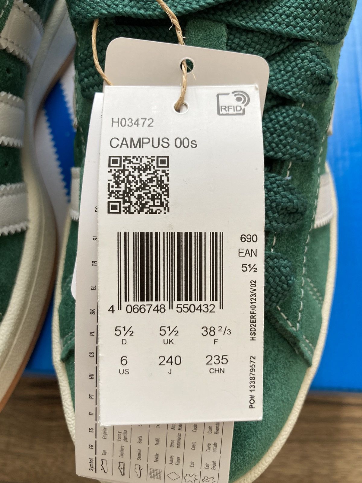 Adidas adidas Campus 00s Dark Green Cloud White (H03472) 38.5 EU Size US 6 / EU 39 - 7 Thumbnail