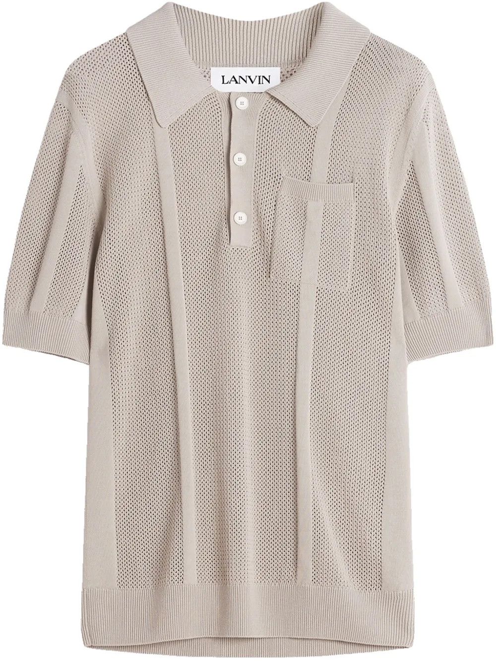 Lanvin oc11z0426 Open knit Polo Shirt in Light Beige Size US L / EU 52-54 / 3 - 1 Thumbnail