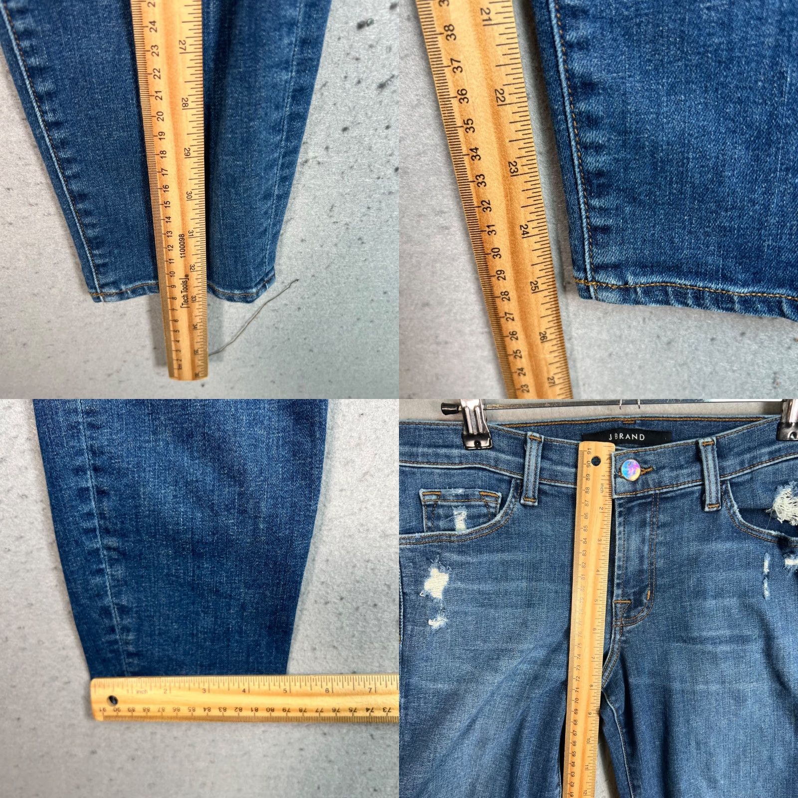 J Brand J Brand Jeans Womens 28 Low Rise Crop Distressed Skinny Denim Blue Cotton Blend 5-Pocket Design Girls Womens Size 28" / US 6 / IT 42 - 8 Thumbnail