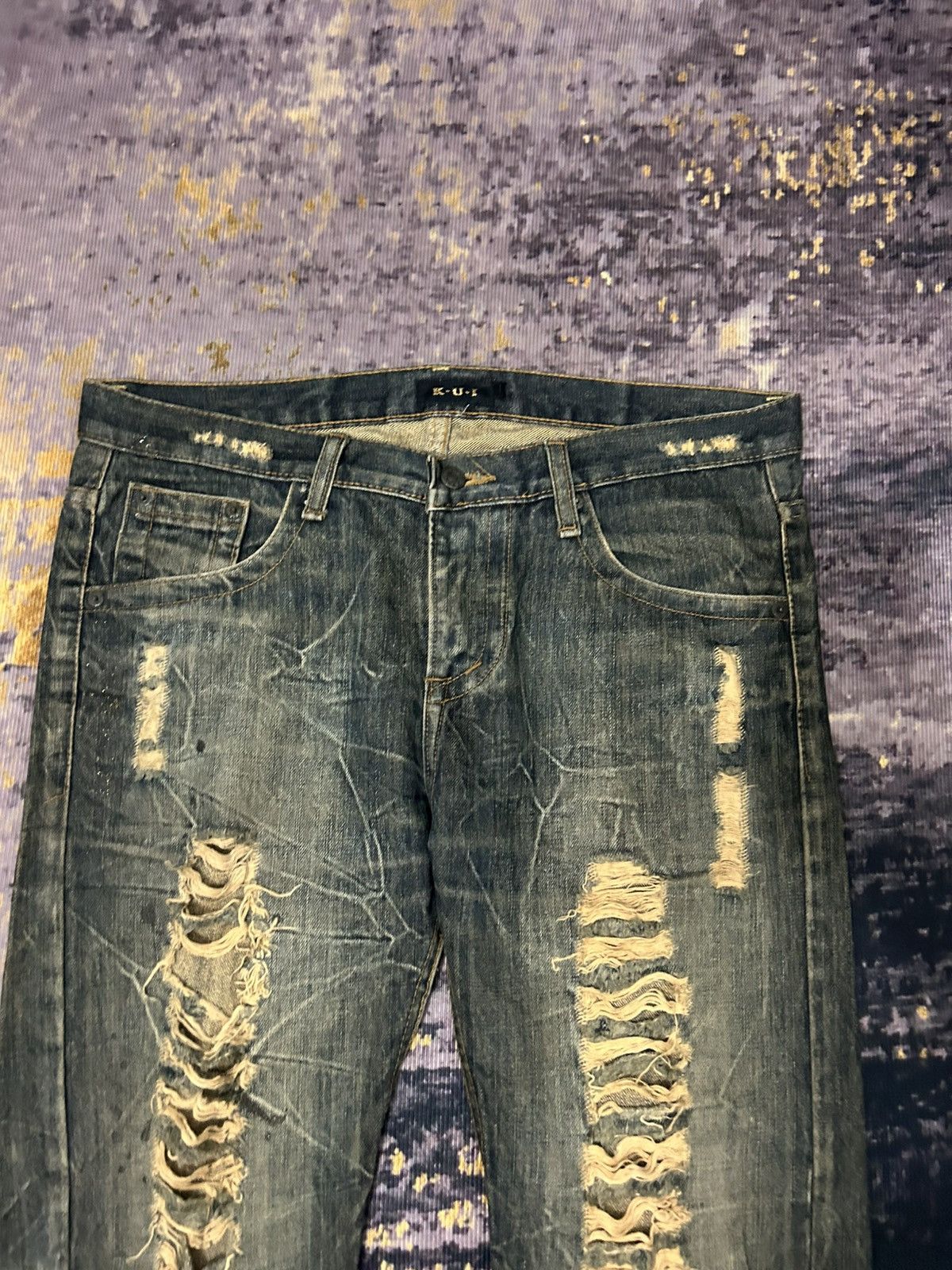 Tornado Mart Kui Mudwash Clawmark Distressed Jeans Size US 36 / EU 52 - 5 Thumbnail