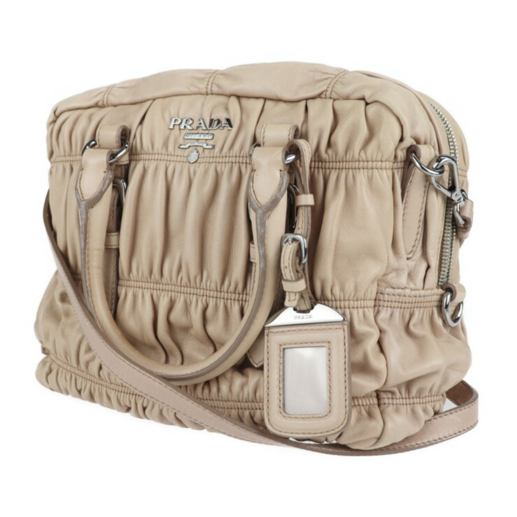 image of Prada Gaufre Handbag in Beige, Women's