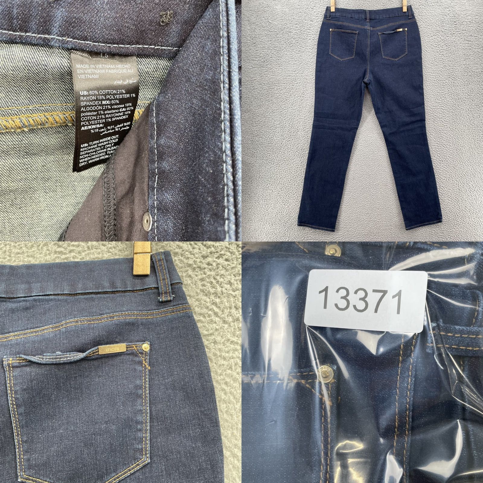 Vintage Chicos Jeans Girlfriend Womens 33x30 Dark Slimming Academia Preppy Classic 90's Size 24" / US 00 / IT 34 - 8 Thumbnail
