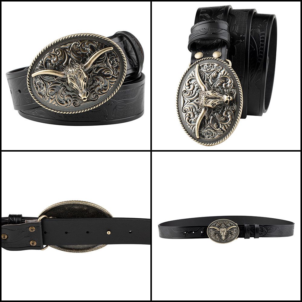 Designer Dark Vintage Belt Riveted Belts Menswear Accessories Size ONE SIZE - 2 Thumbnail