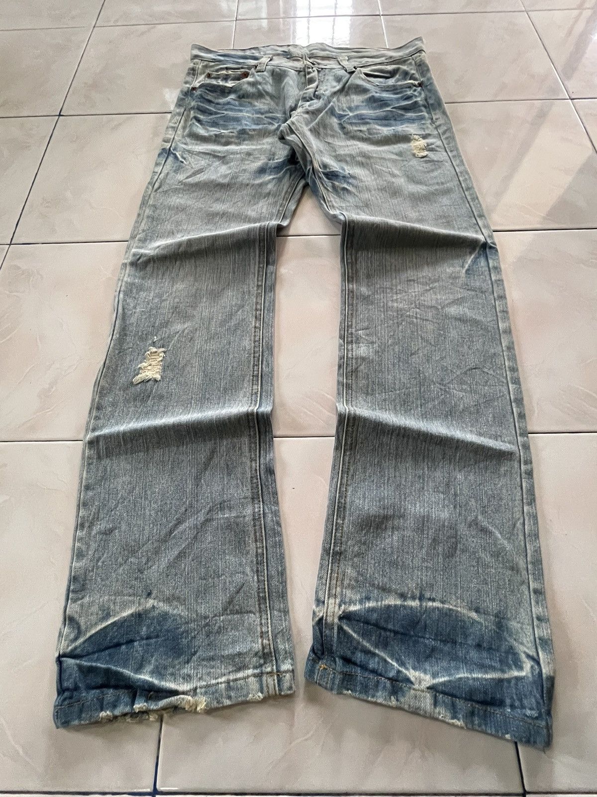 Hysteric Glamour Point Loma Japan I Love ❤️ Surf Patched Faded Wash Jeans Size US 34 / EU 50 - 2 Thumbnail