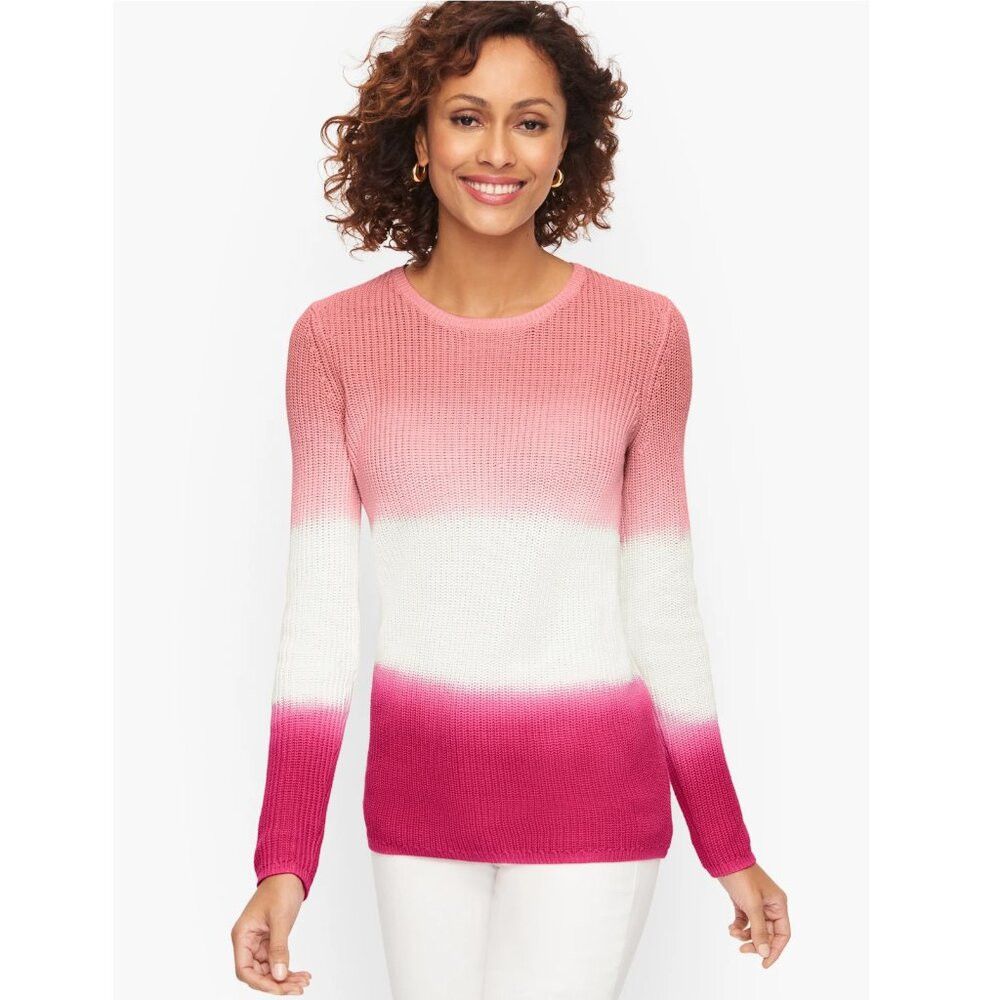 Talbots New Talbots Shaker Stitch Ombré Dip Dye Cotton Sweater Size Size L / US 10 / IT 46 - 1 Thumbnail