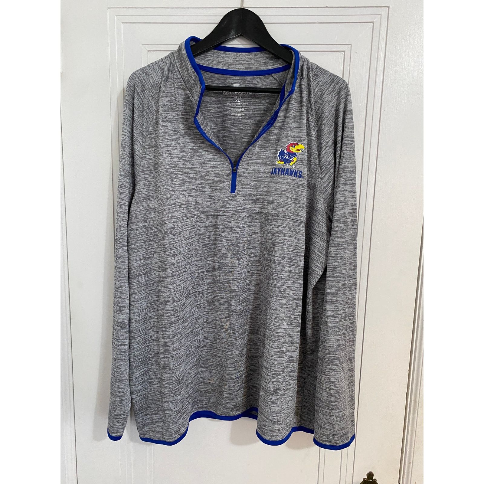 Colosseum Athletics Kansas Jayhawks Gray 1/4-Zip Men's Size XL Size US XL / EU 56 / 4 - 1 Thumbnail