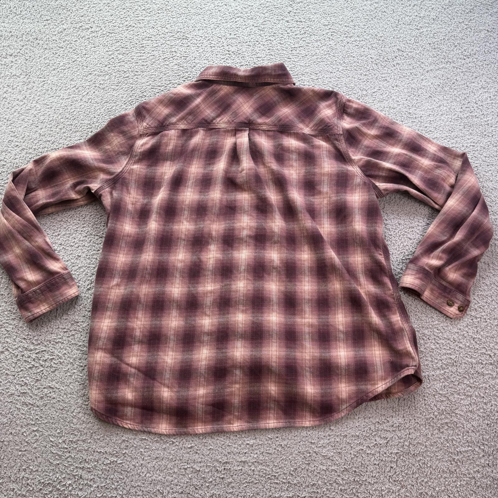 Carhartt Carhartt Womens XXL Plaid Flannel Button Up Shirt Burgundy Size XXL / US 16-18 / IT 52-54 - 2 Thumbnail