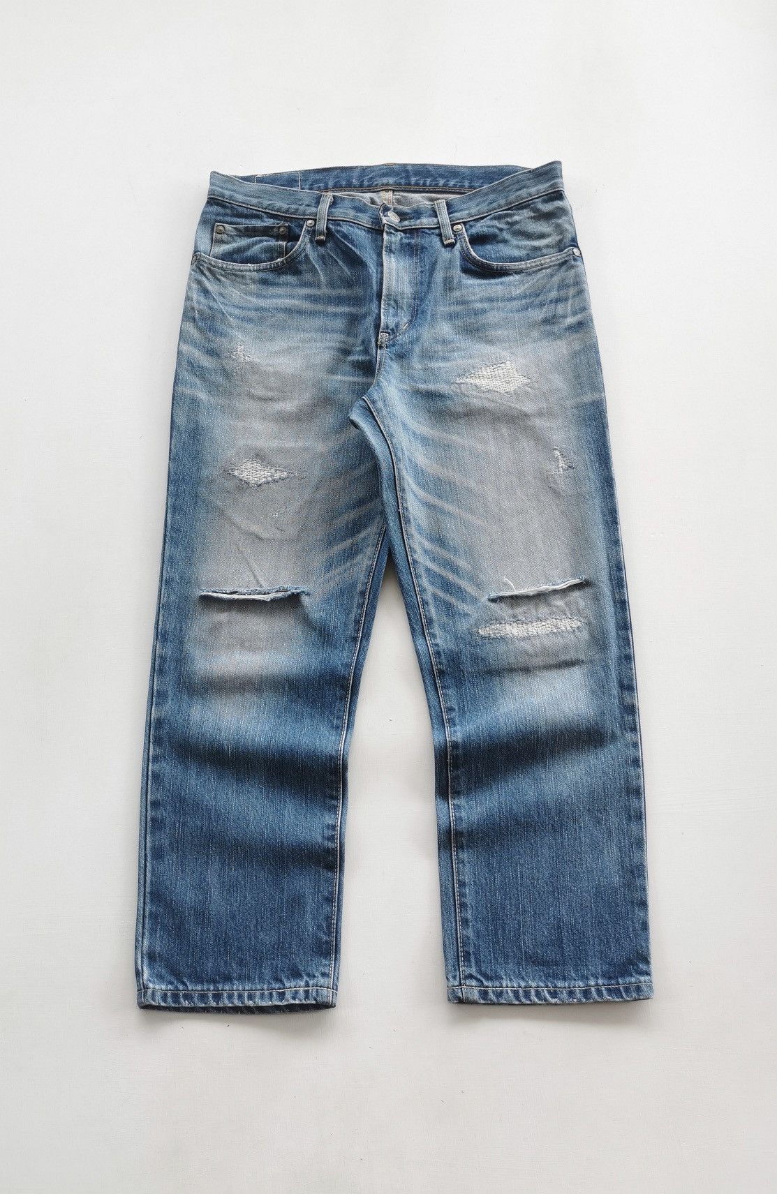 Edwin Edwin White Label KS0003 Distressed Denim Shorts Size US 32 / EU 48 - 2 Thumbnail